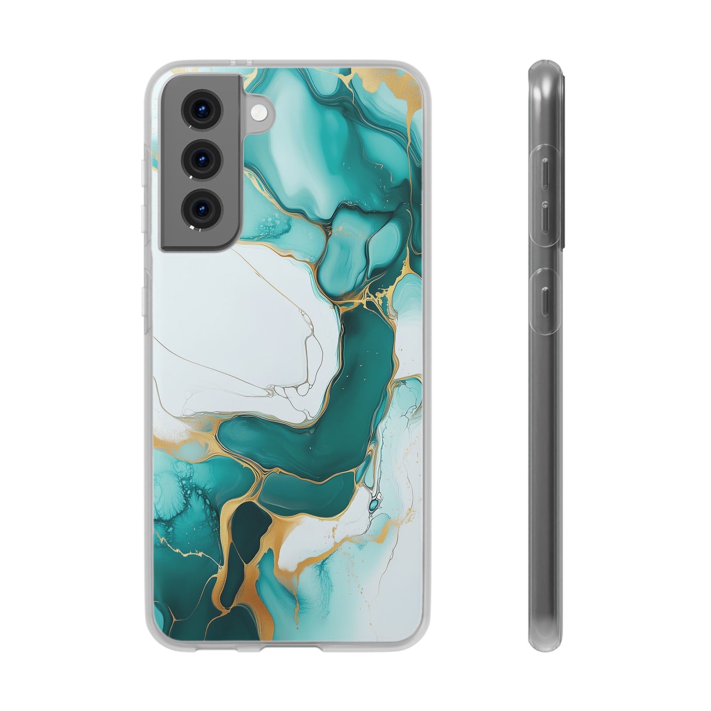 Abstract Teal Gold Marble iphone Case, Samsung Case, Flexi Phone Case, Soft Case