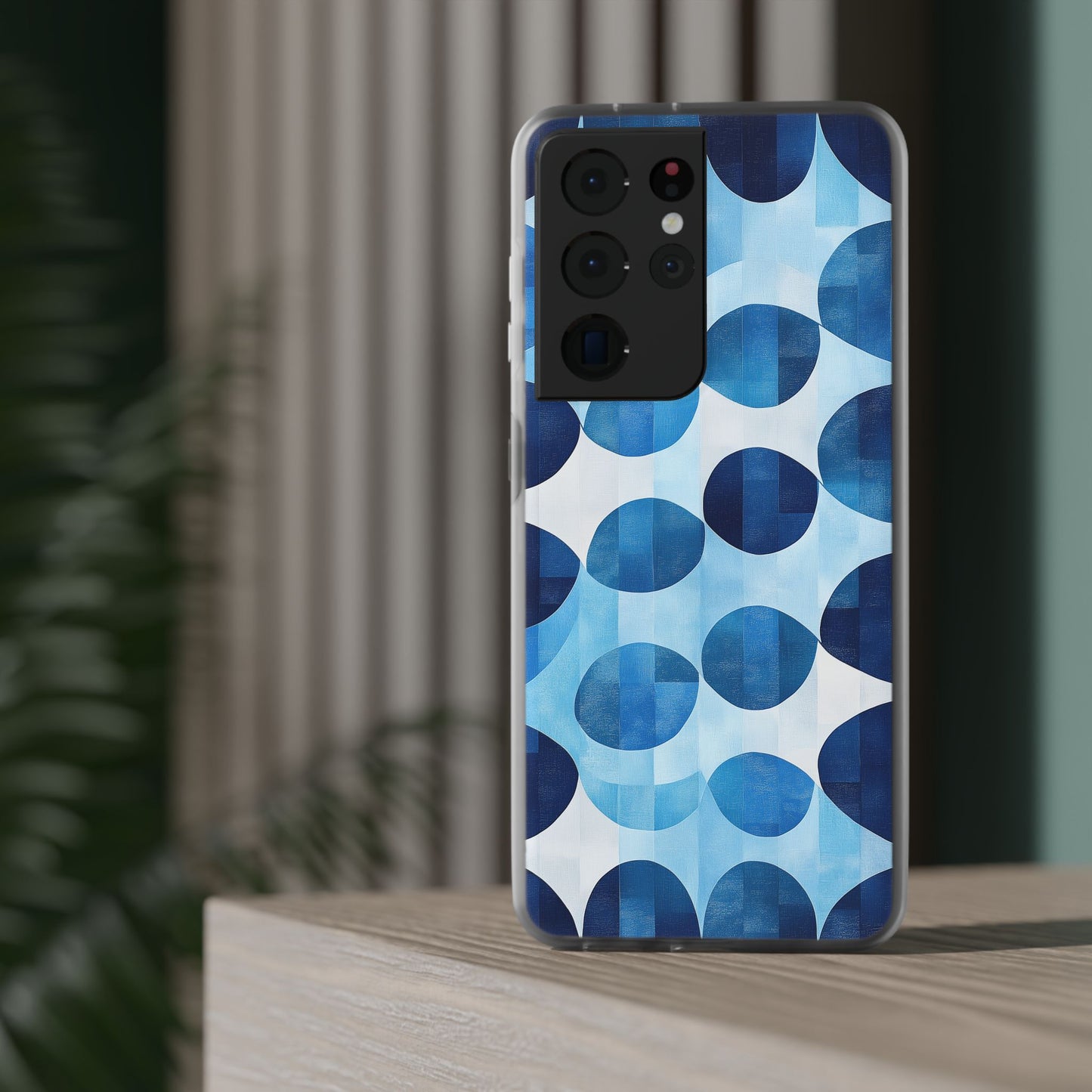 Blue Patterned Phone Case for iPhone and Samsung. Flexi Phone Case, Soft Case