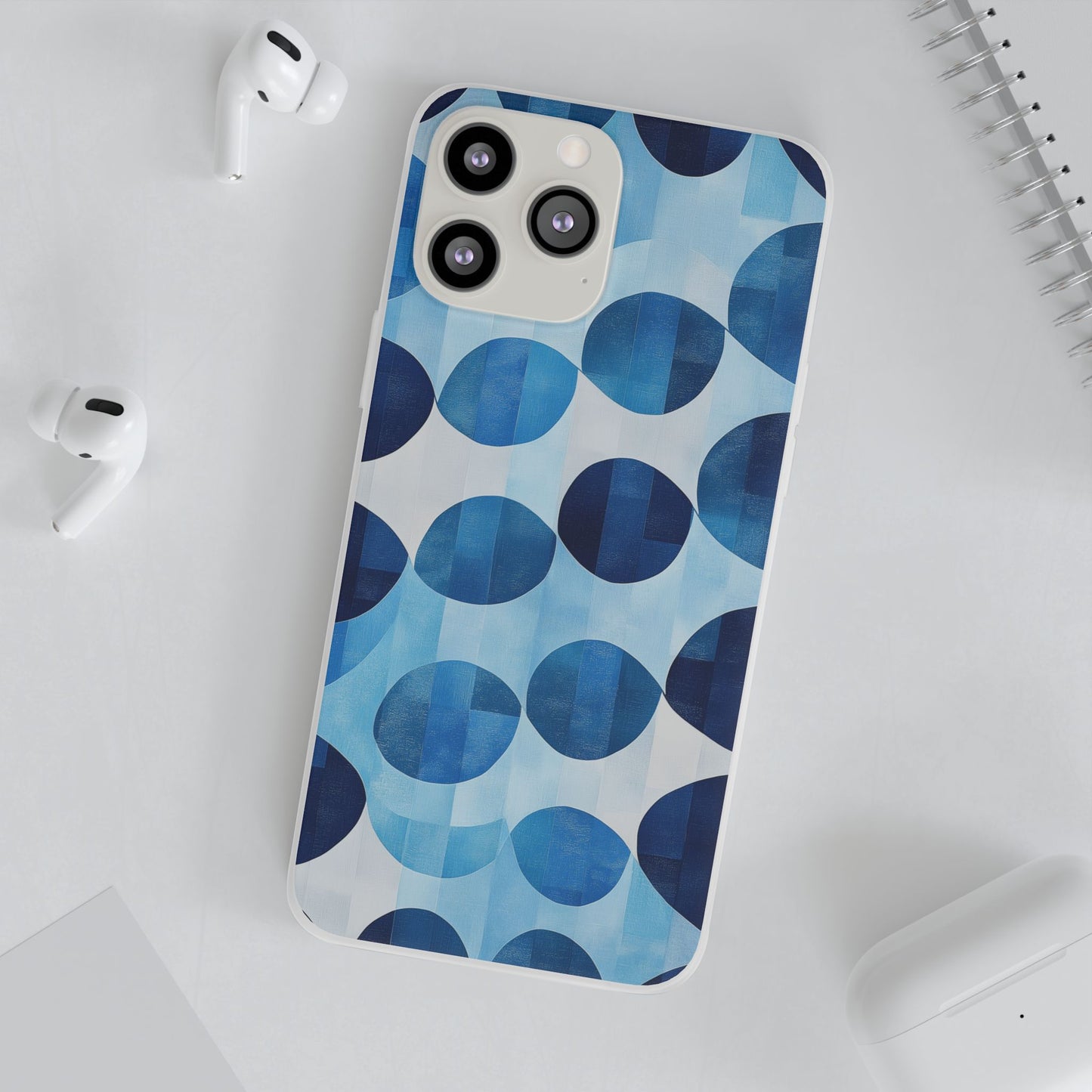 Blue Patterned Phone Case for iPhone and Samsung. Flexi Phone Case, Soft Case