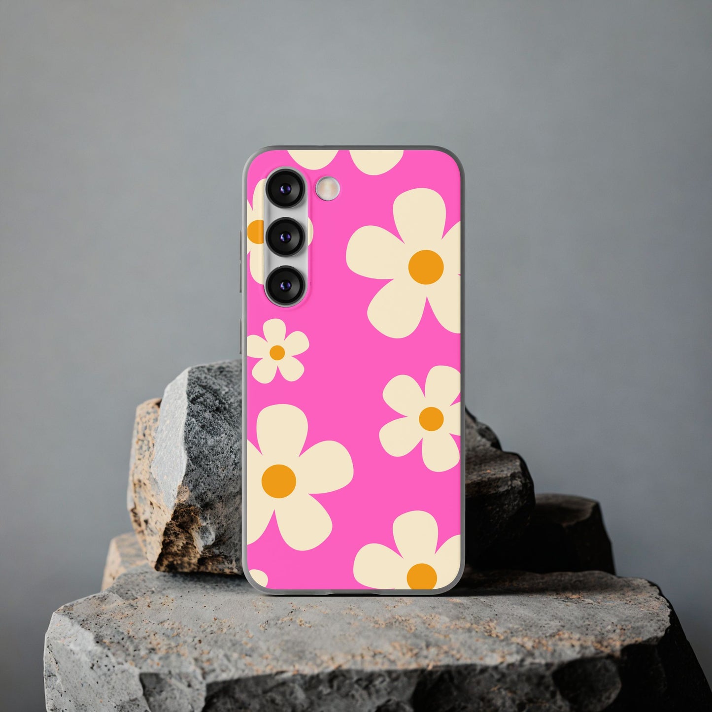 Bright Pink Daisy iPhone Case, Flexi Phone Case, Floral Phone Cover, Botanical iPhone Case, Samsung Case, Nature Lover Gift, Slim Soft Case