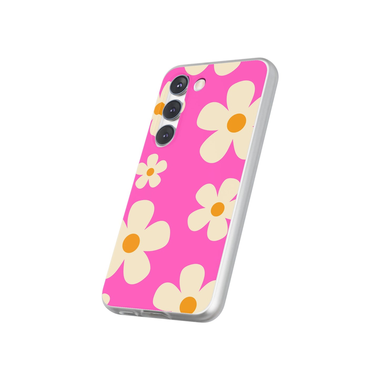 Bright Pink Daisy iPhone Case, Flexi Phone Case, Floral Phone Cover, Botanical iPhone Case, Samsung Case, Nature Lover Gift, Slim Soft Case