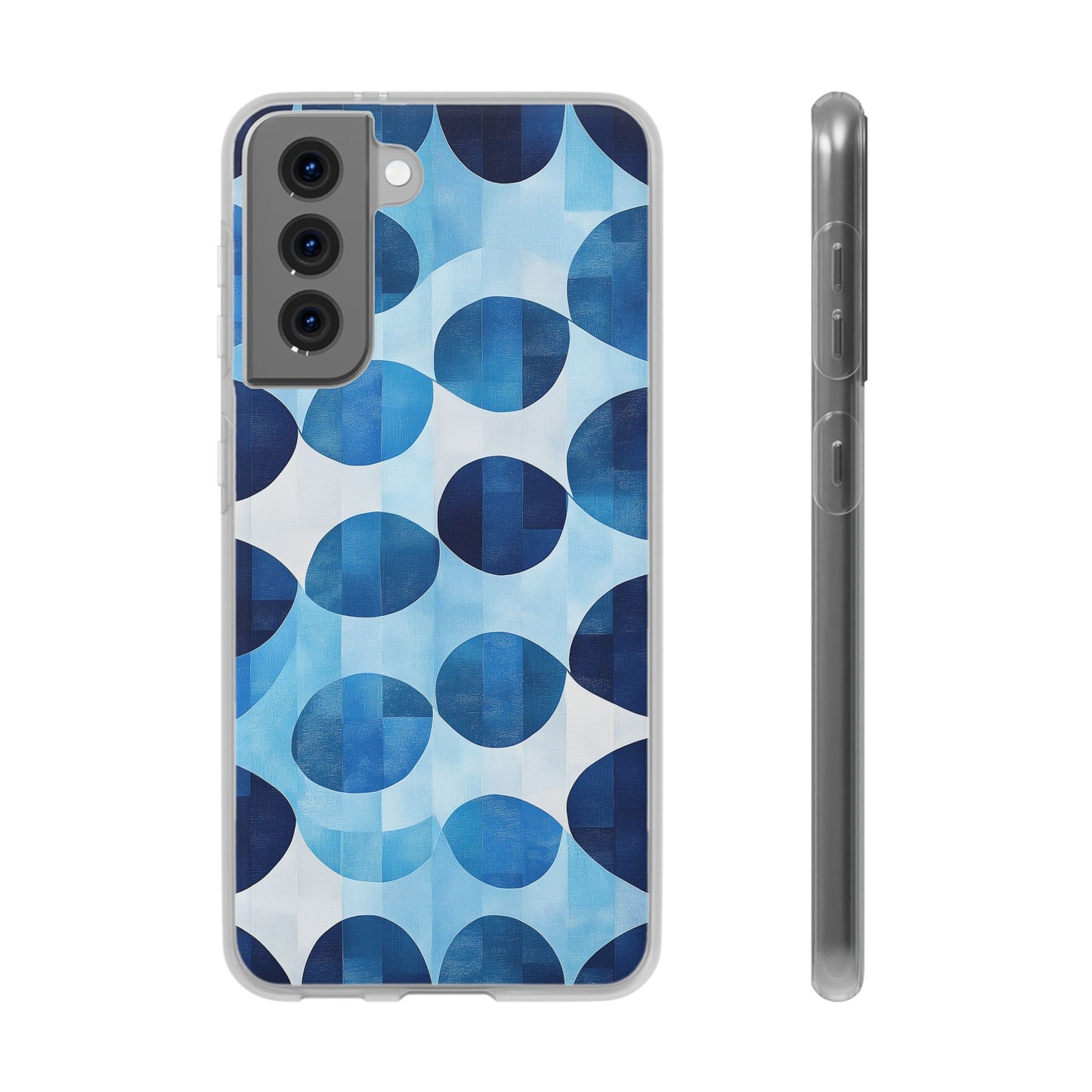 Blue Patterned Phone Case for iPhone and Samsung. Flexi Phone Case, Soft Case