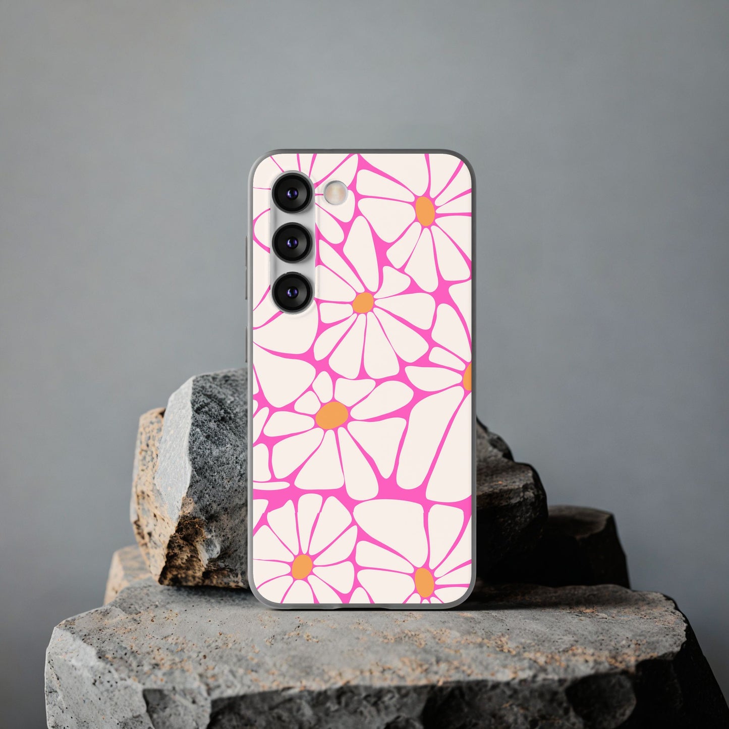 Bright Pink Daisy iPhone Case, Flexi Phone Case, Floral Phone Cover, Botanical iPhone Case, Samsung Case, Nature Lover Gift, Slim Soft Case