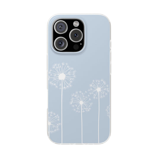 Blue Daisy Silhouette iPhone Case, Flexi Phone Case, Floral Phone Cover, Botanical iPhone Case, Samsung Case, Nature Lover Gift, Soft Case