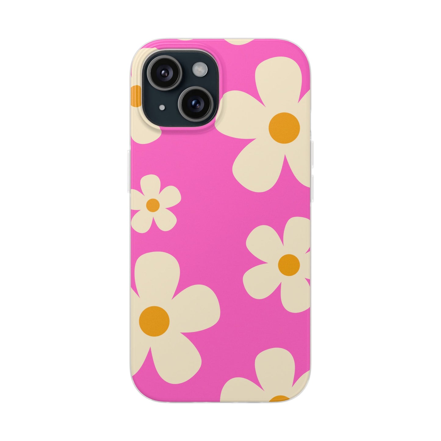 Bright Pink Daisy iPhone Case for iPhone 16, iPhone 15, iPhone 14, iPhone 13, iPhone 12, iPhone 11, Slim Soft Case,