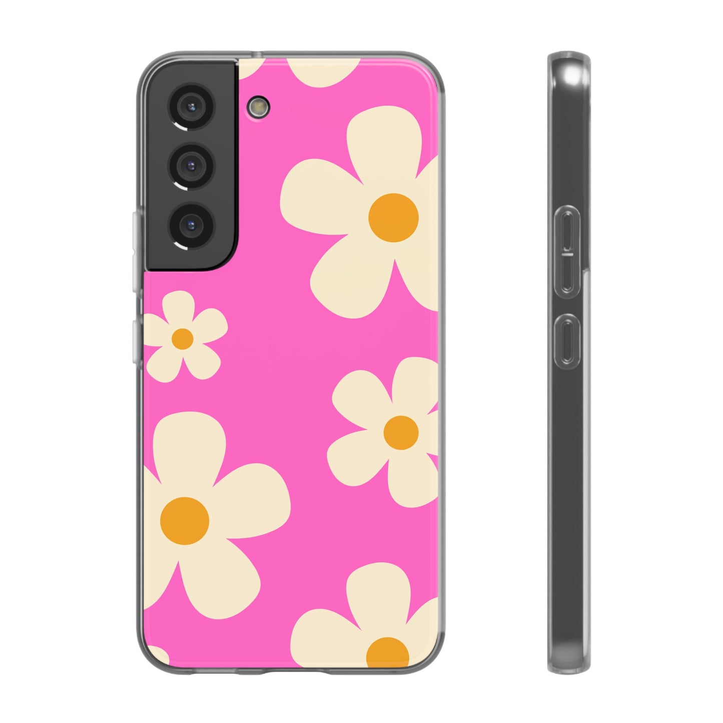 Bright Pink Daisy iPhone Case, Flexi Phone Case, Floral Phone Cover, Botanical iPhone Case, Samsung Case, Nature Lover Gift, Slim Soft Case