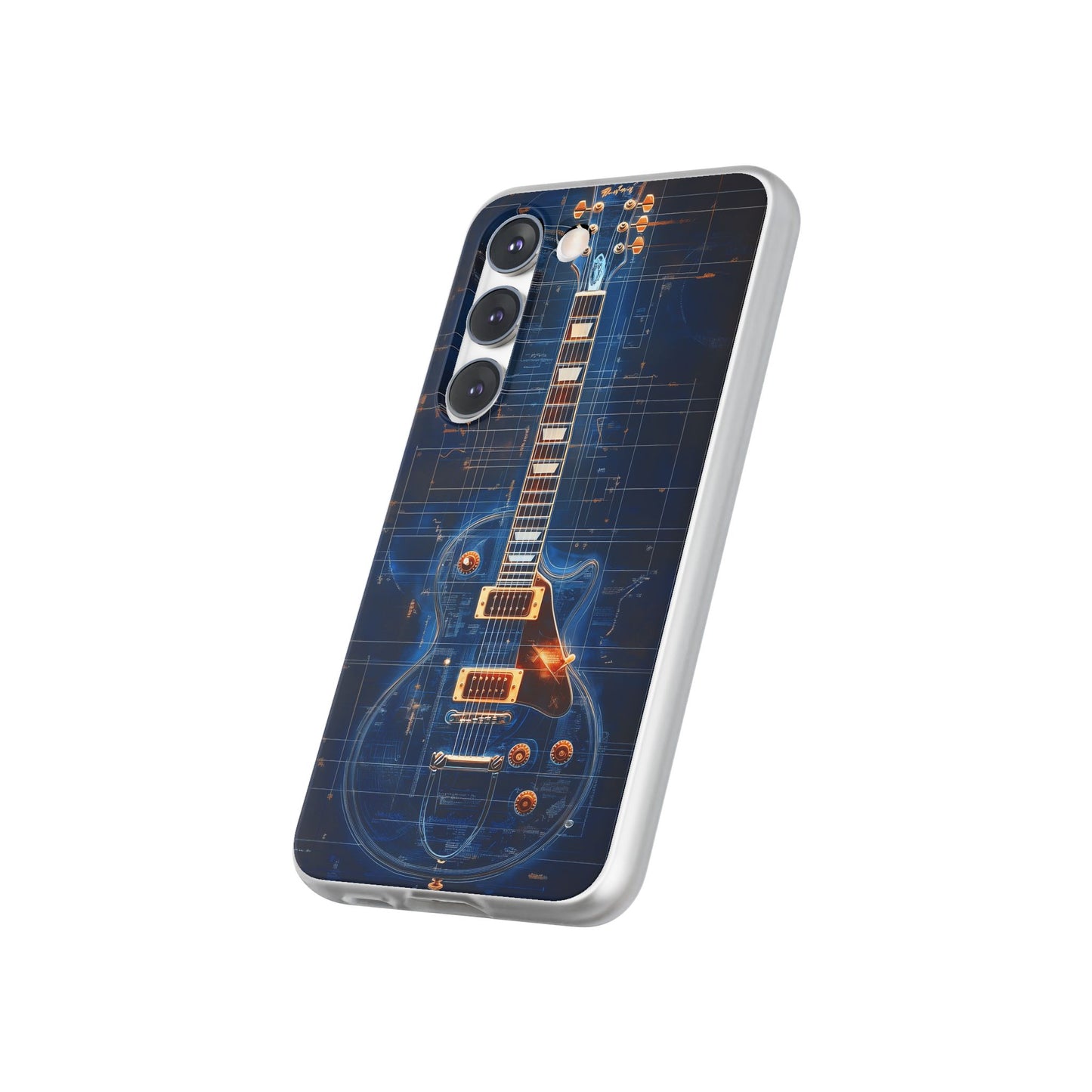 Cool Guitar Phone Case in Blue for iPhone and Samsung. Flexi Phone Case, Soft Case