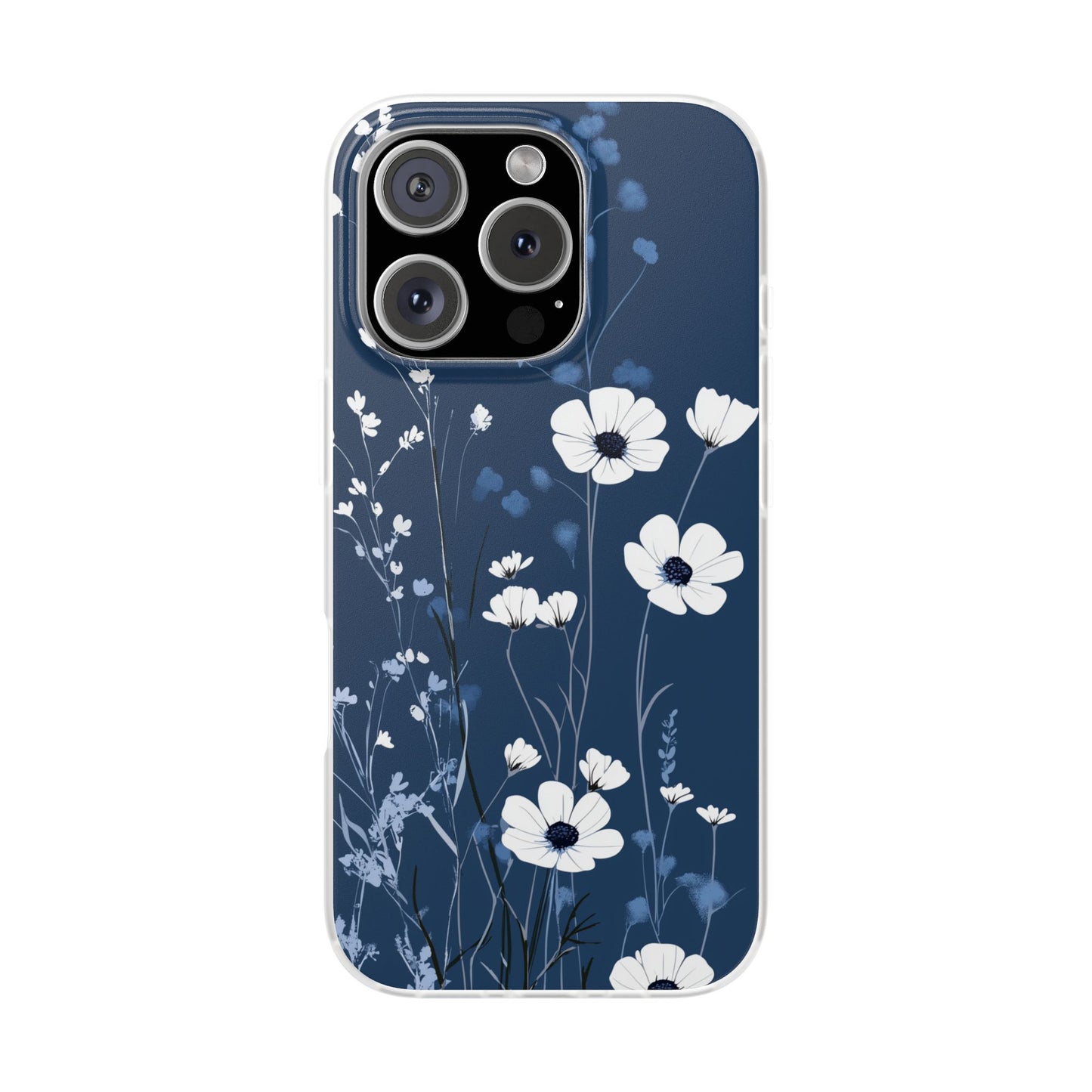 Blue Wildflower Phone Case, Flexi Phone Case, Floral Phone Cover, Botanical iPhone Case, Samsung Case, Nature Lover Gift, Slim Soft Case