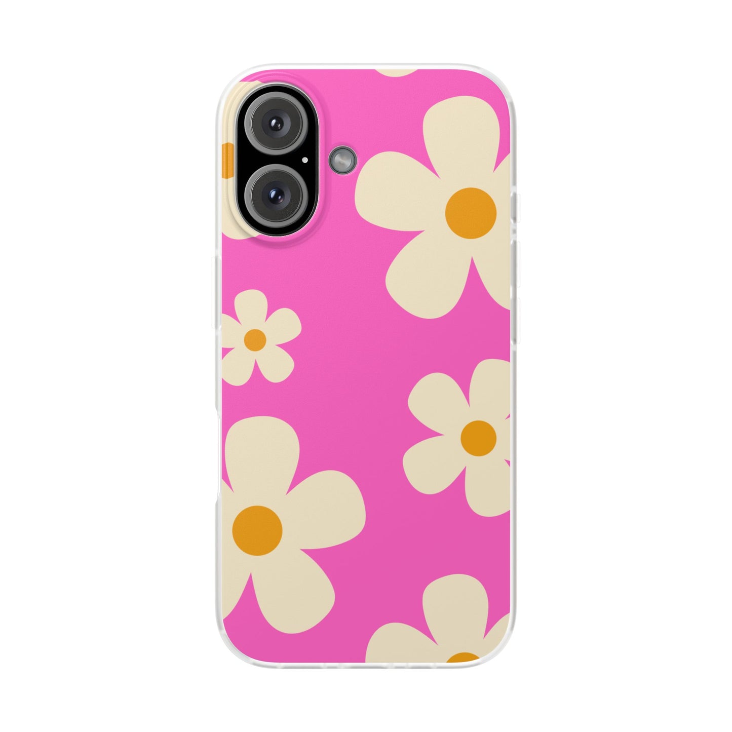 Bright Pink Daisy iPhone Case for iPhone 16, iPhone 15, iPhone 14, iPhone 13, iPhone 12, iPhone 11, Slim Soft Case,