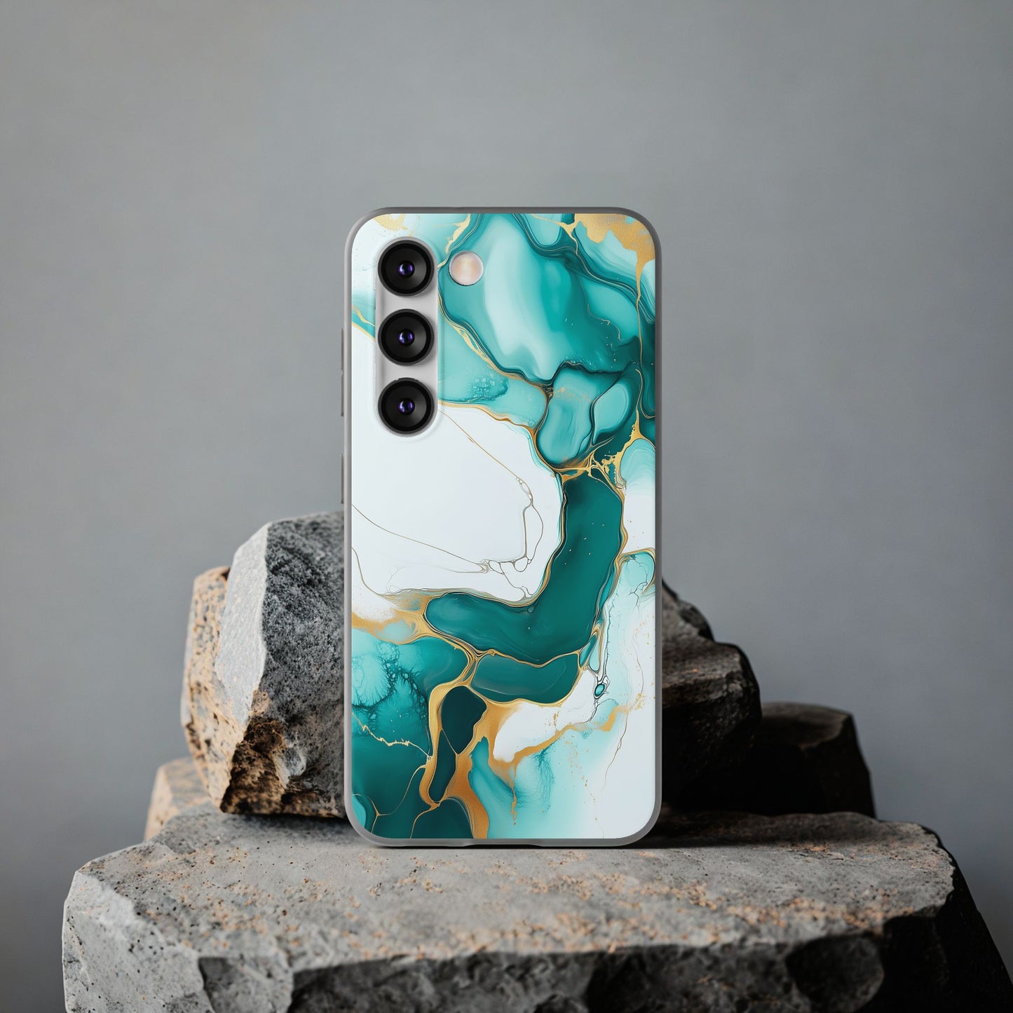 Abstract Teal Gold Marble iphone Case, Samsung Case, Flexi Phone Case, Soft Case