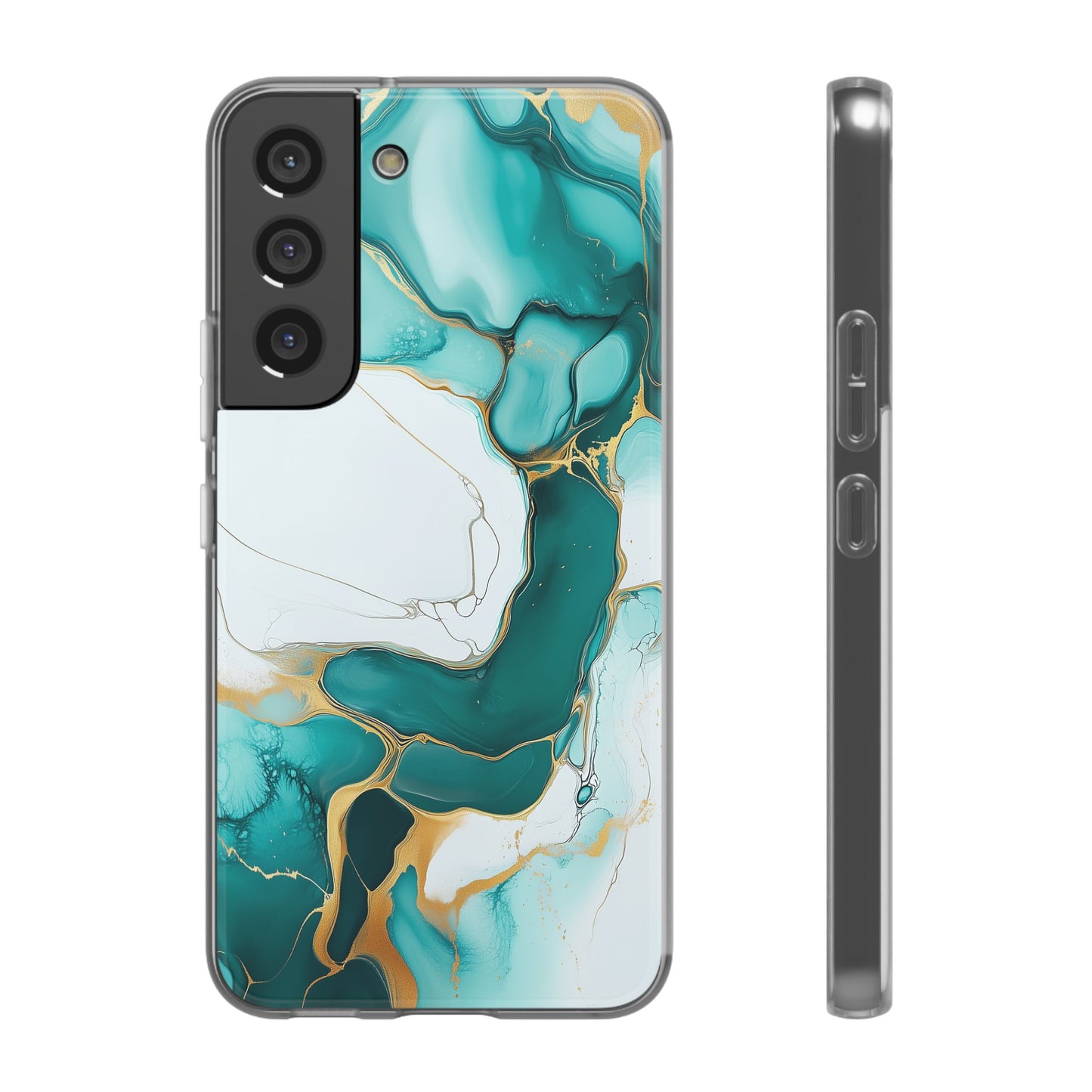 Abstract Teal Gold Marble iphone Case, Samsung Case, Flexi Phone Case, Soft Case