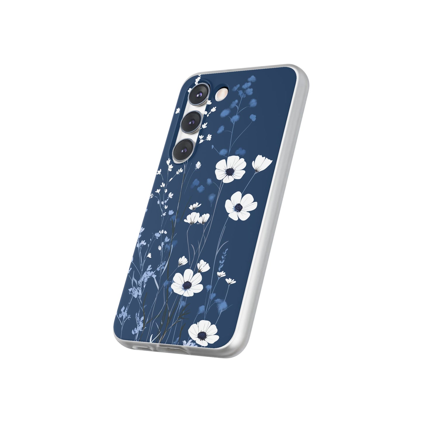 Blue Wildflower Phone Case, Flexi Phone Case, Floral Phone Cover, Botanical iPhone Case, Samsung Case, Nature Lover Gift, Slim Soft Case