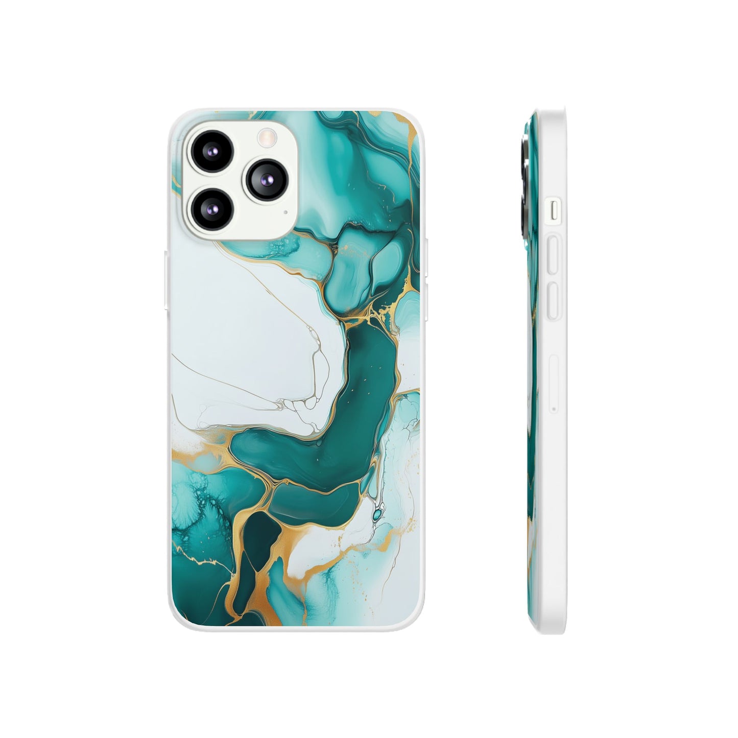 Abstract Teal Gold Marble iphone Case, Samsung Case, Flexi Phone Case, Soft Case