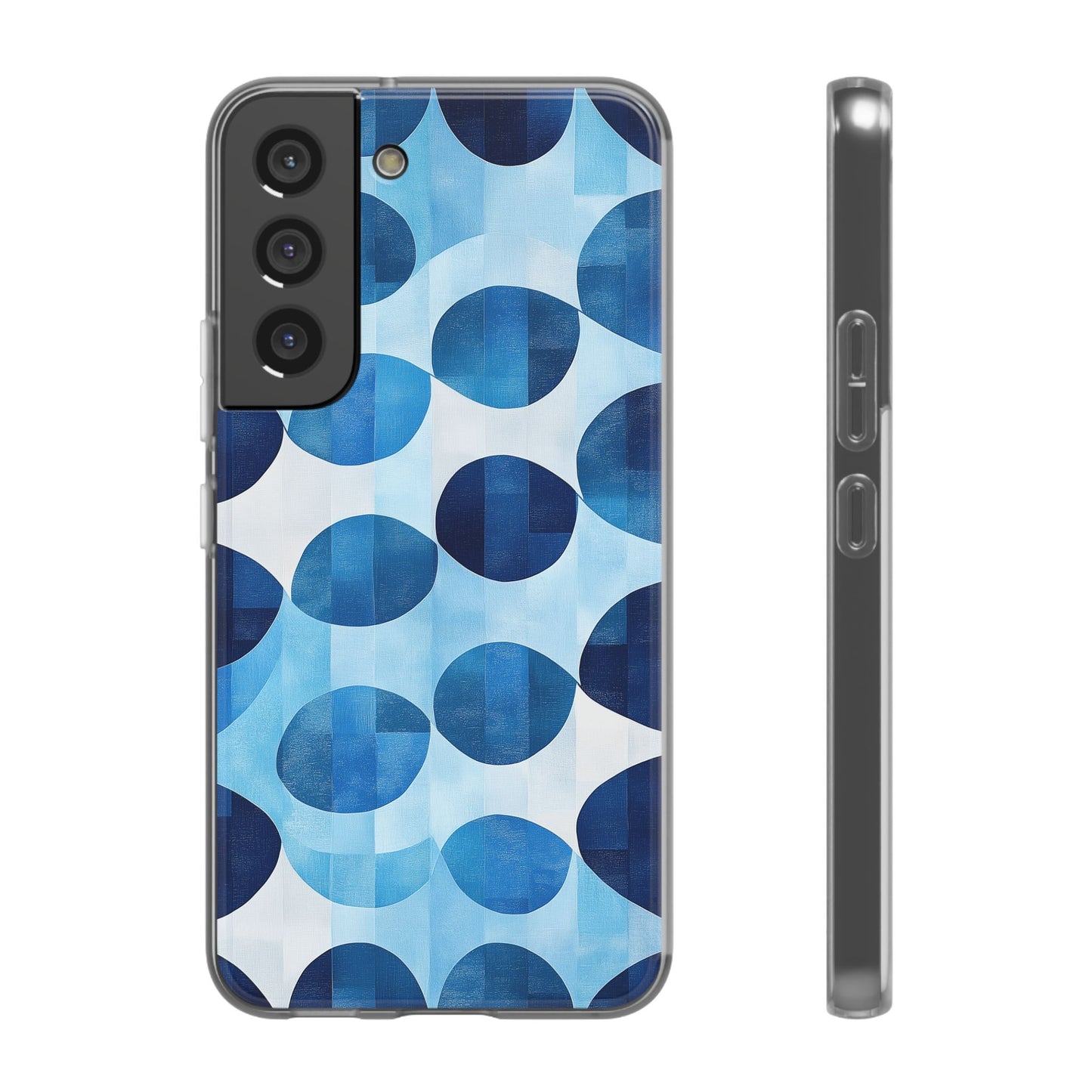 Blue Patterned Phone Case for iPhone and Samsung. Flexi Phone Case, Soft Case