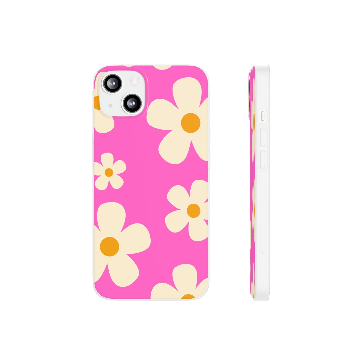 Bright Pink Daisy iPhone Case for iPhone 16, iPhone 15, iPhone 14, iPhone 13, iPhone 12, iPhone 11, Slim Soft Case,