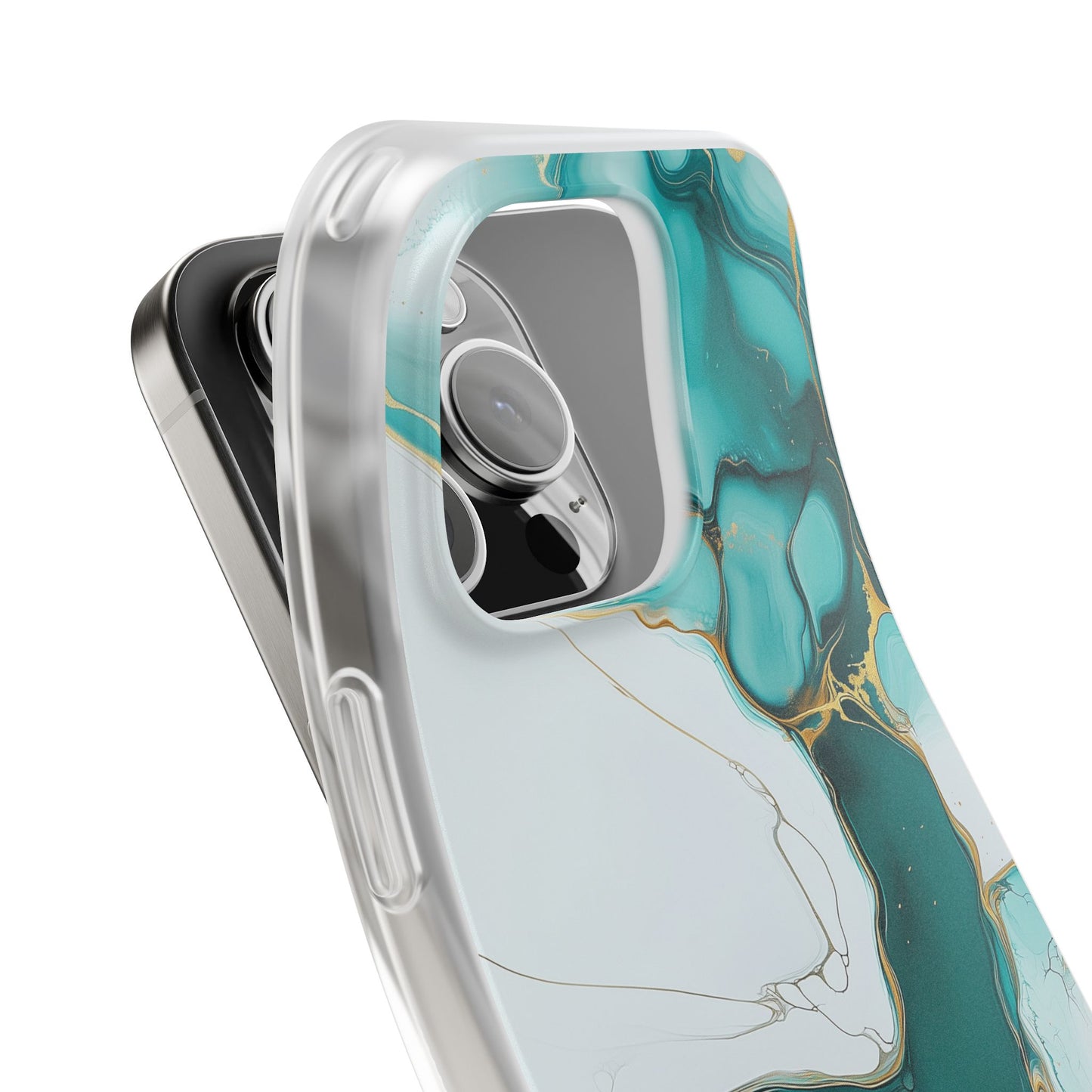 Abstract Teal Gold Marble iphone Case, Samsung Case, Flexi Phone Case, Soft Case