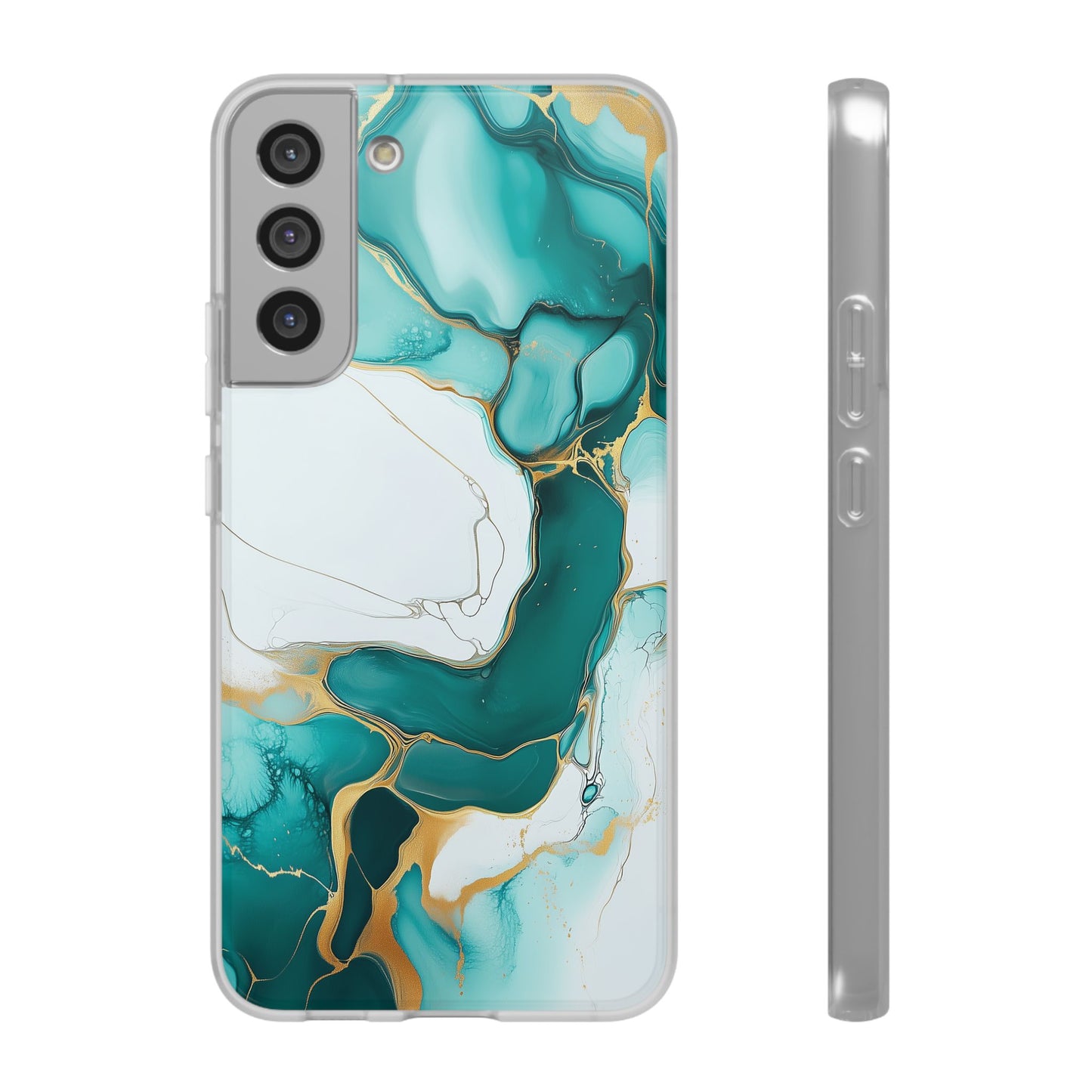 Abstract Teal Gold Marble iphone Case, Samsung Case, Flexi Phone Case, Soft Case