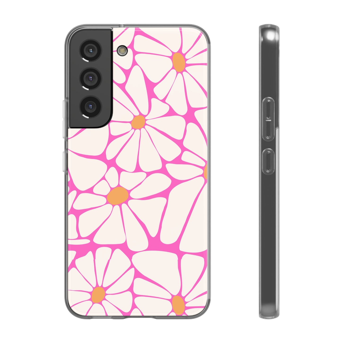 Bright Pink Daisy iPhone Case, Flexi Phone Case, Floral Phone Cover, Botanical iPhone Case, Samsung Case, Nature Lover Gift, Slim Soft Case