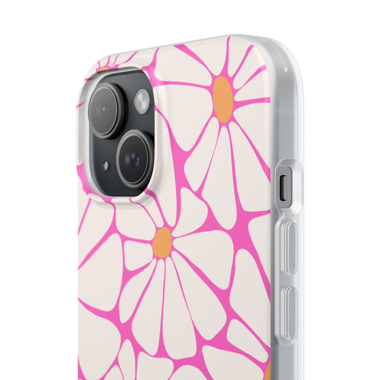 Bright Pink Daisy iPhone Case, Flexi Phone Case, Floral Phone Cover, Botanical iPhone Case, Samsung Case, Nature Lover Gift, Slim Soft Case