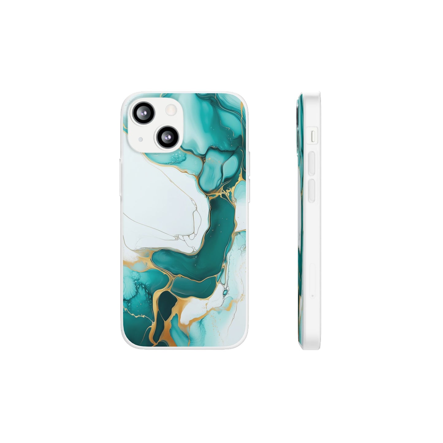 Abstract Teal Gold Marble iphone Case, Samsung Case, Flexi Phone Case, Soft Case