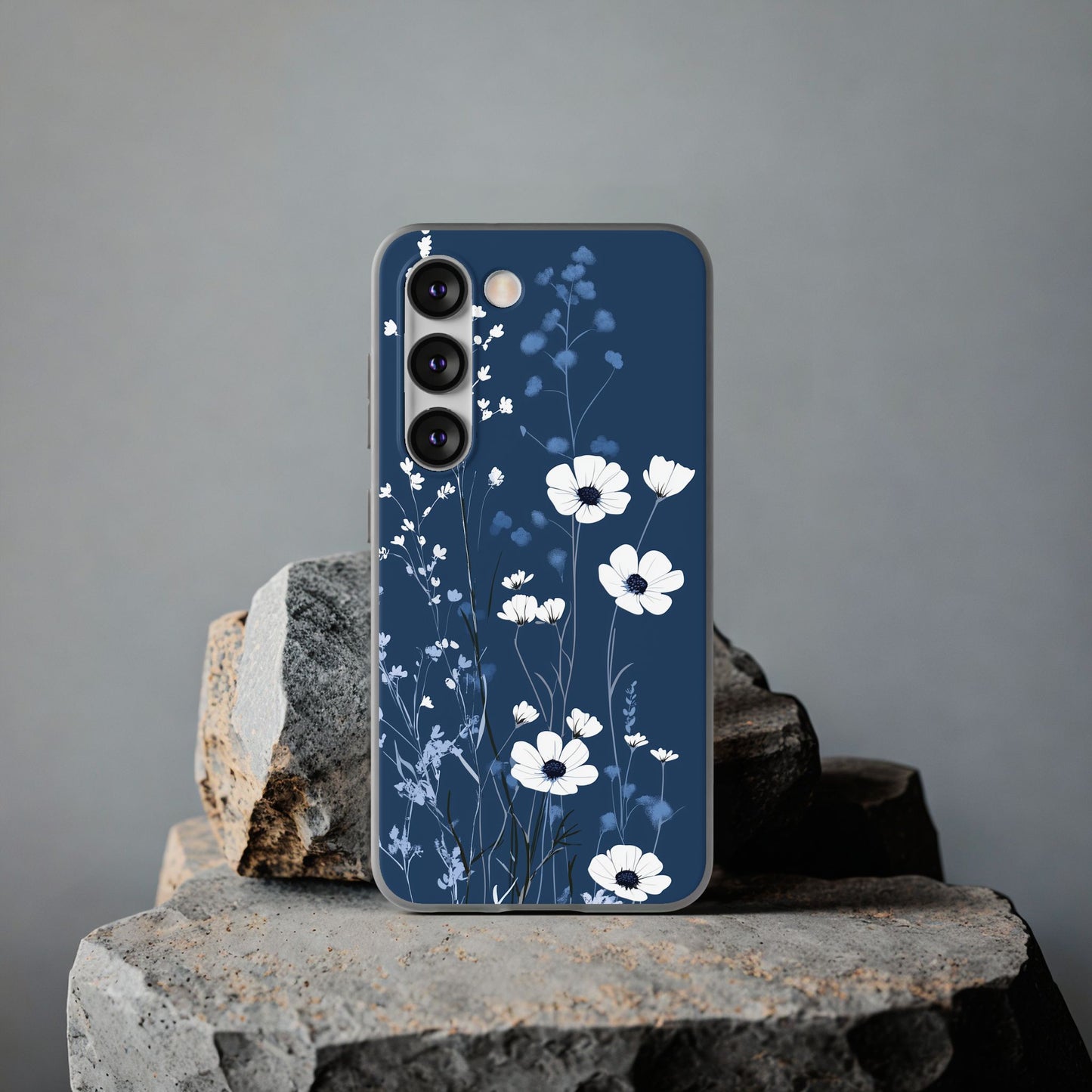 Blue Wildflower Phone Case, Flexi Phone Case, Floral Phone Cover, Botanical iPhone Case, Samsung Case, Nature Lover Gift, Slim Soft Case