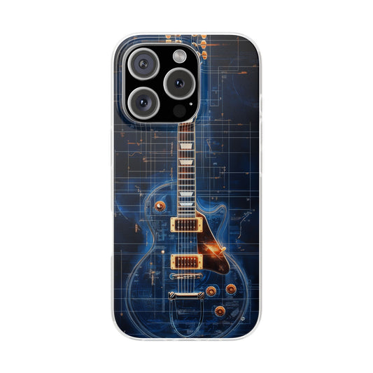 Cool Guitar Phone Case in Blue for iPhone and Samsung. Flexi Phone Case, Soft Case