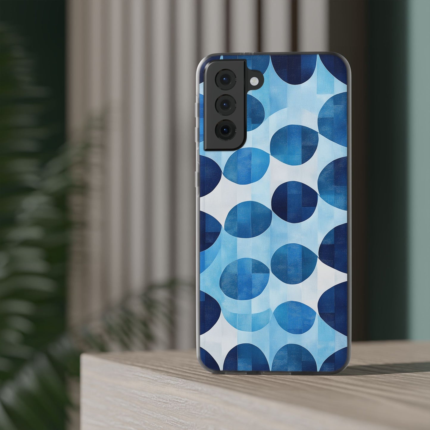 Blue Patterned Phone Case for iPhone and Samsung. Flexi Phone Case, Soft Case