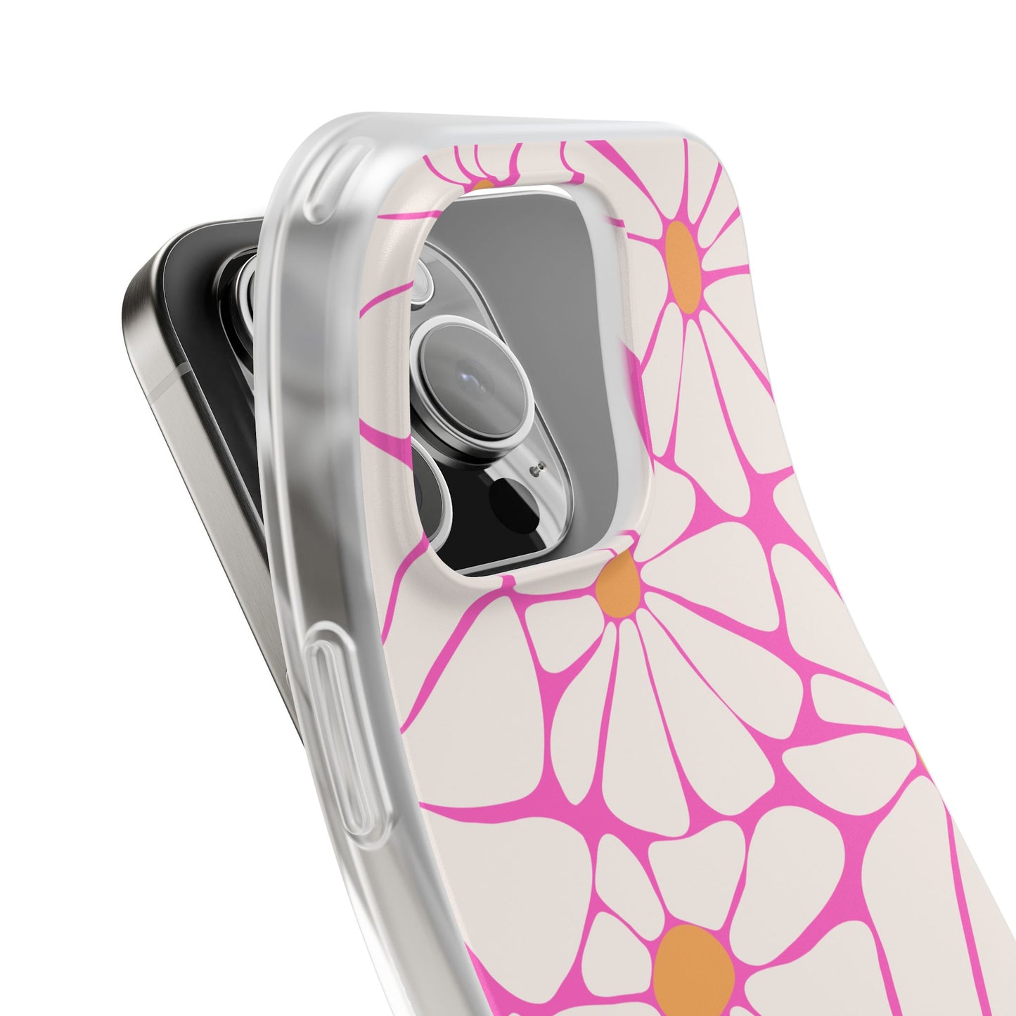 Bright Pink Daisy iPhone Case, Flexi Phone Case, Floral Phone Cover, Botanical iPhone Case, Samsung Case, Nature Lover Gift, Slim Soft Case