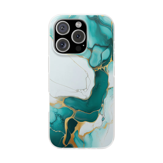 Abstract Teal Gold Marble iphone Case, Samsung Case, Flexi Phone Case, Soft Case