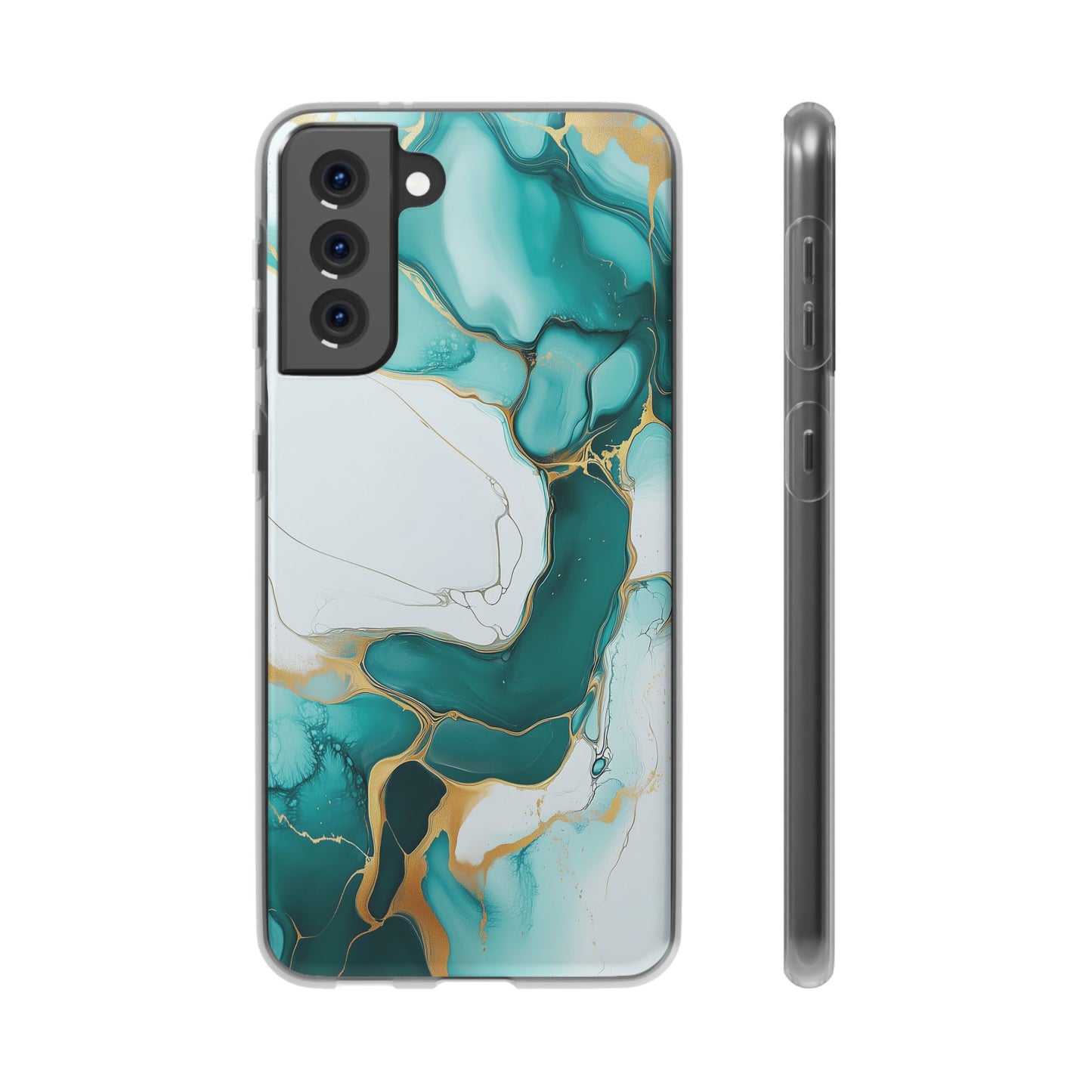 Abstract Teal Gold Marble iphone Case, Samsung Case, Flexi Phone Case, Soft Case