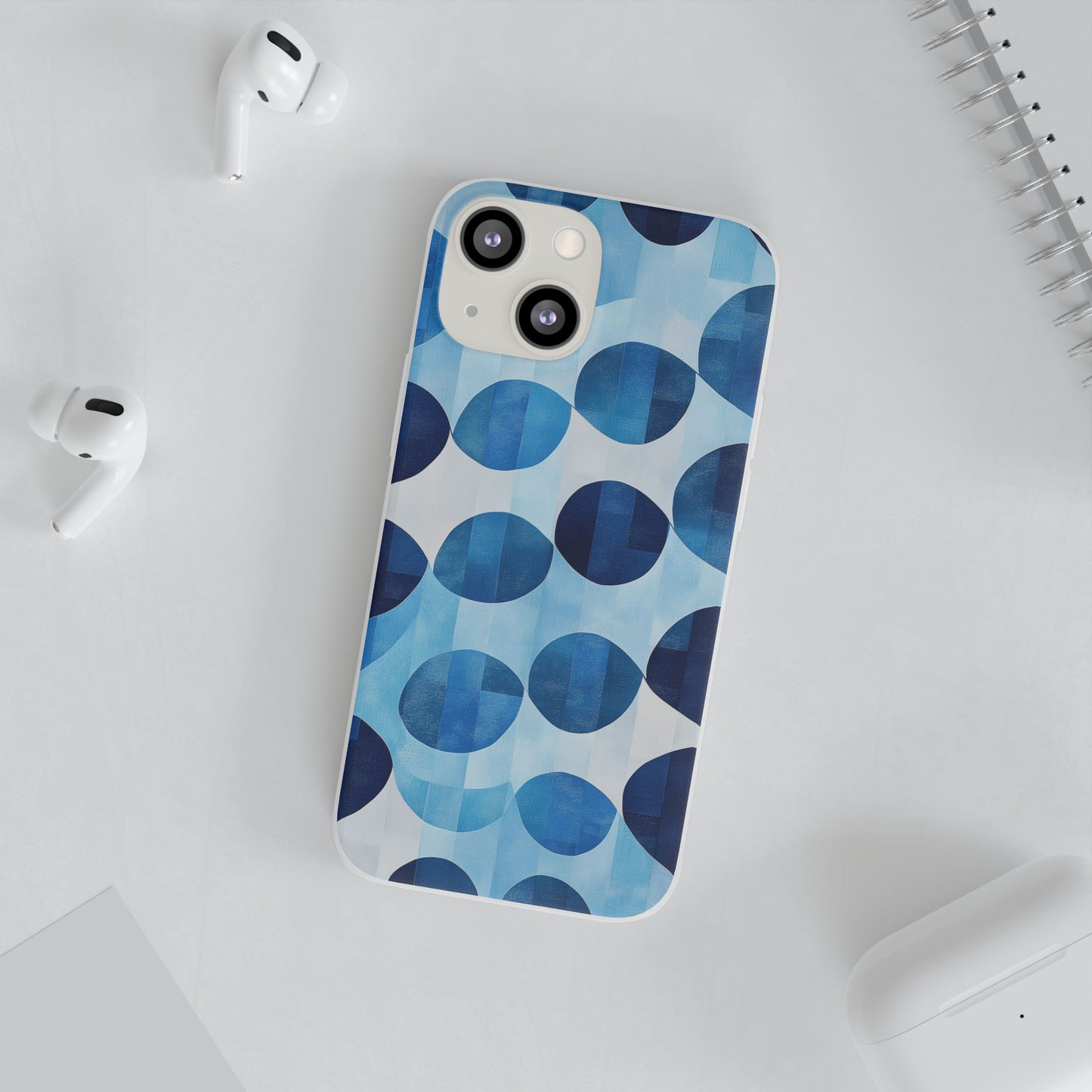 Blue Patterned Phone Case for iPhone and Samsung. Flexi Phone Case, Soft Case