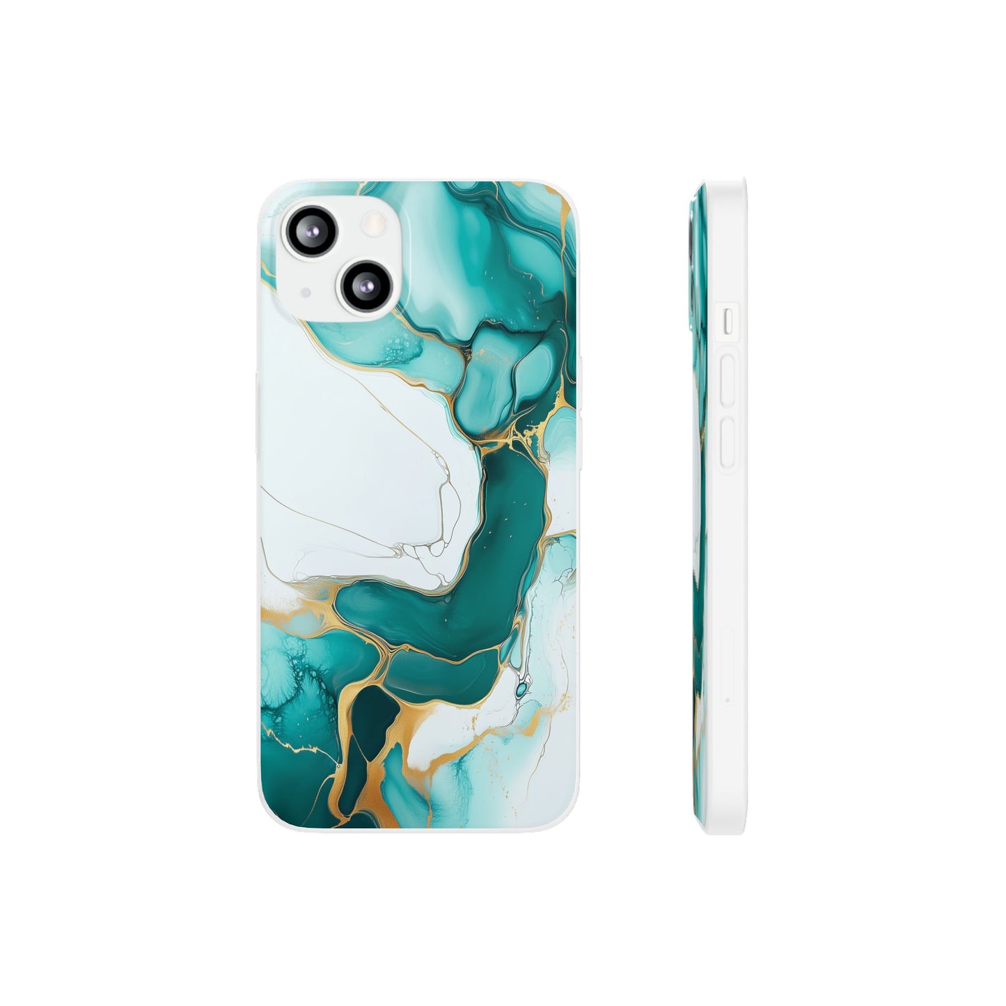 Abstract Teal Gold Marble iphone Case, Samsung Case, Flexi Phone Case, Soft Case