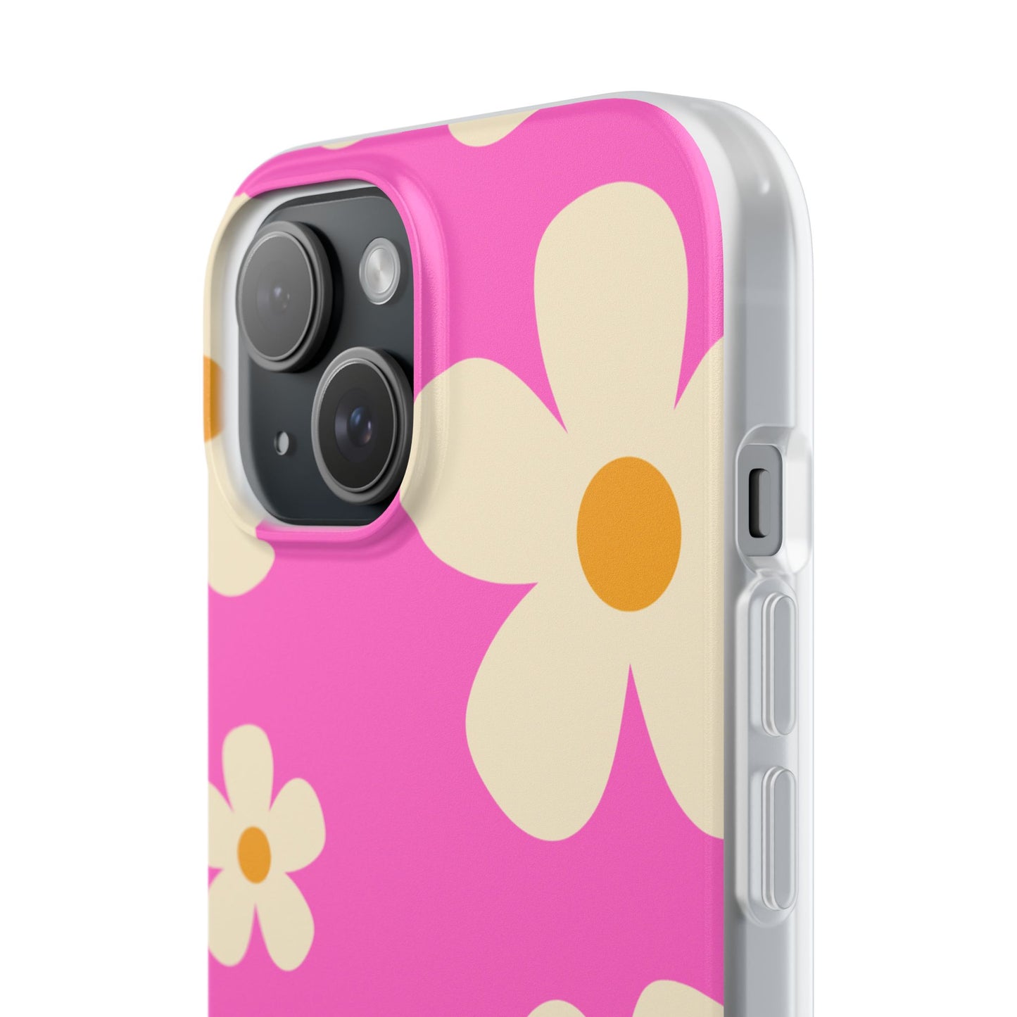 Bright Pink Daisy iPhone Case for iPhone 16, iPhone 15, iPhone 14, iPhone 13, iPhone 12, iPhone 11, Slim Soft Case,