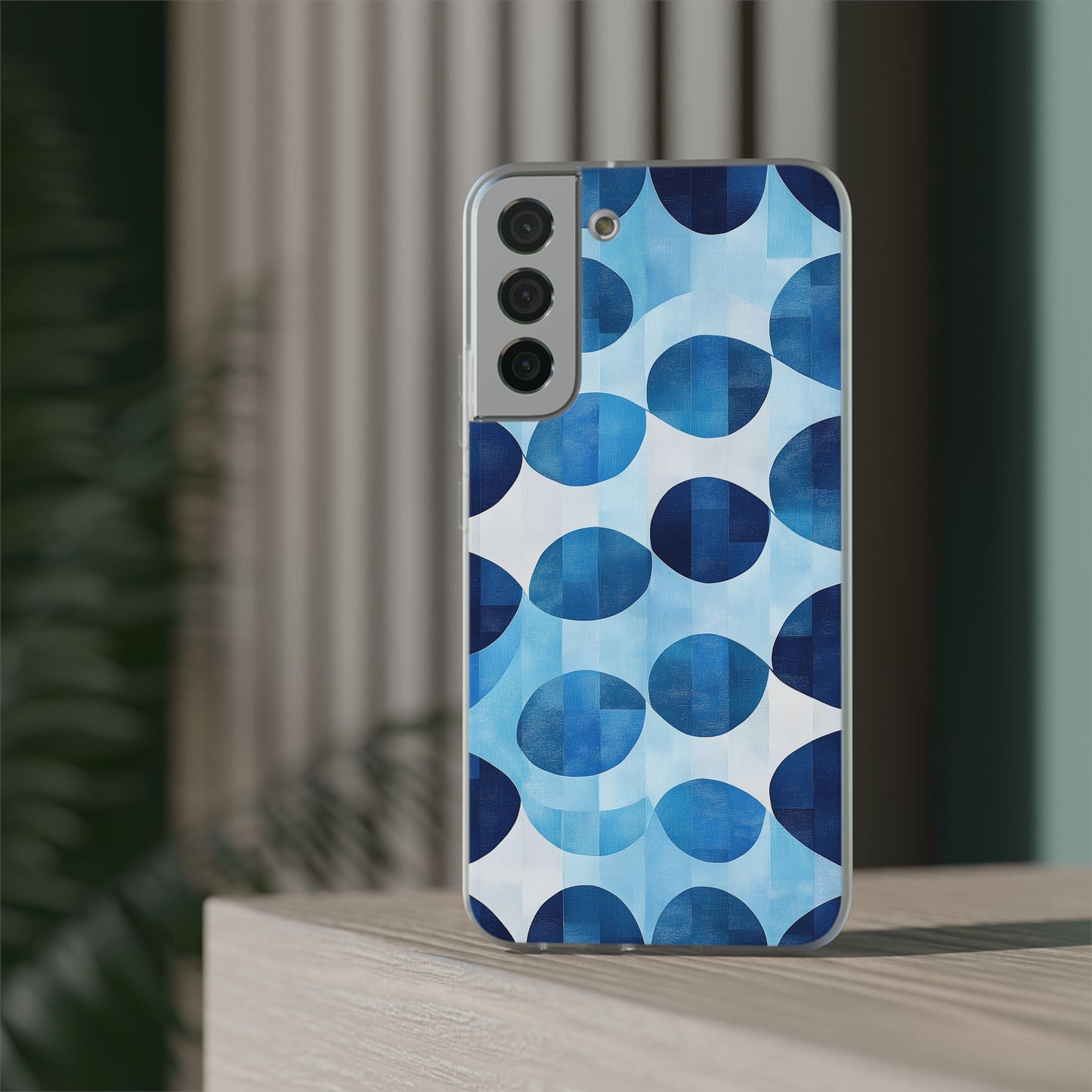 Blue Patterned Phone Case for iPhone and Samsung. Flexi Phone Case, Soft Case