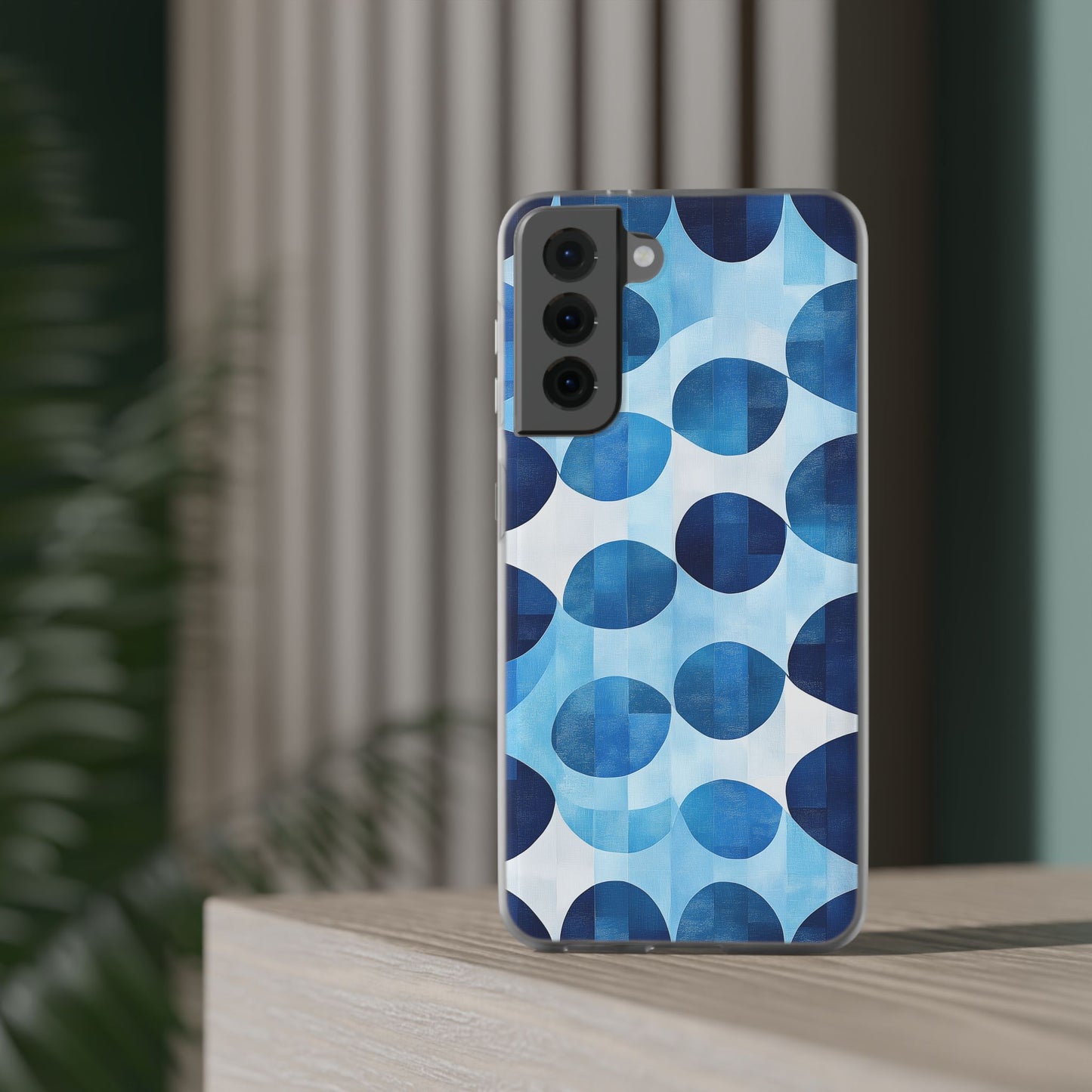 Blue Patterned Phone Case for iPhone and Samsung. Flexi Phone Case, Soft Case