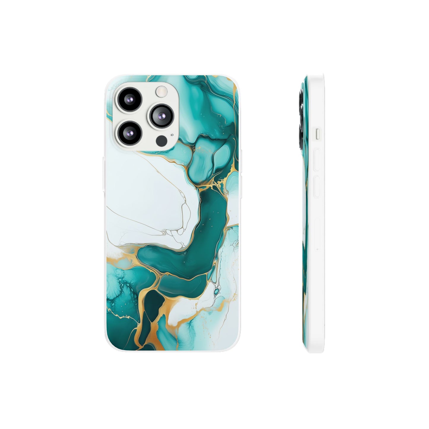 Abstract Teal Gold Marble iphone Case, Samsung Case, Flexi Phone Case, Soft Case