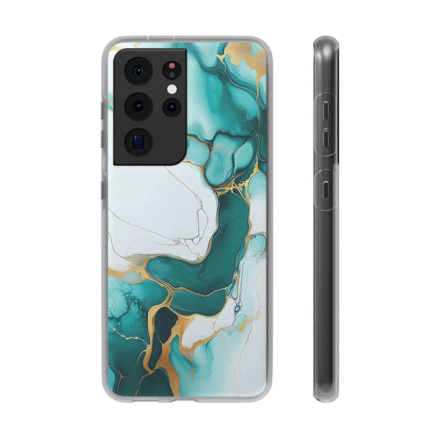 Abstract Teal Gold Marble iphone Case, Samsung Case, Flexi Phone Case, Soft Case