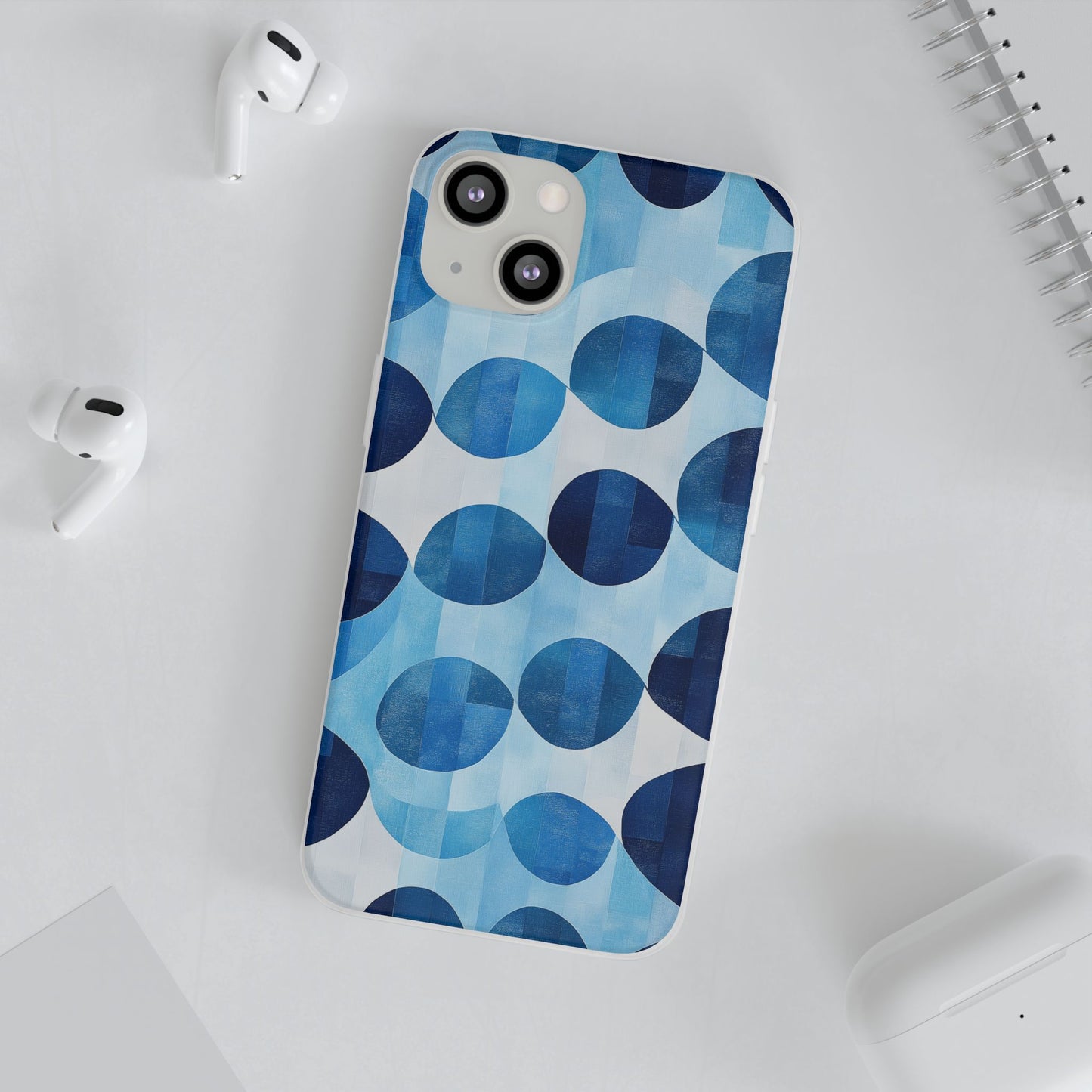 Blue Patterned Phone Case for iPhone and Samsung. Flexi Phone Case, Soft Case