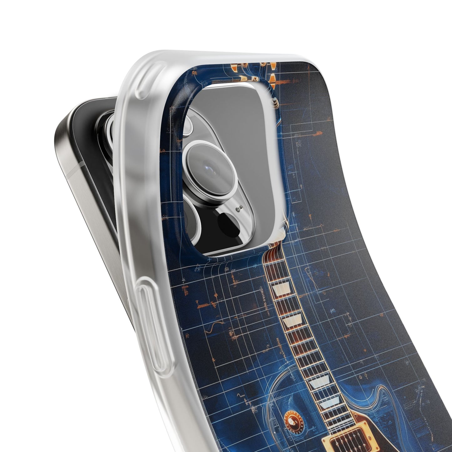 Cool Guitar Phone Case in Blue for iPhone and Samsung. Flexi Phone Case, Soft Case