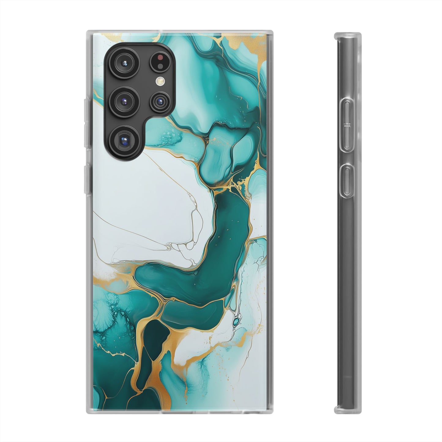 Abstract Teal Gold Marble iphone Case, Samsung Case, Flexi Phone Case, Soft Case