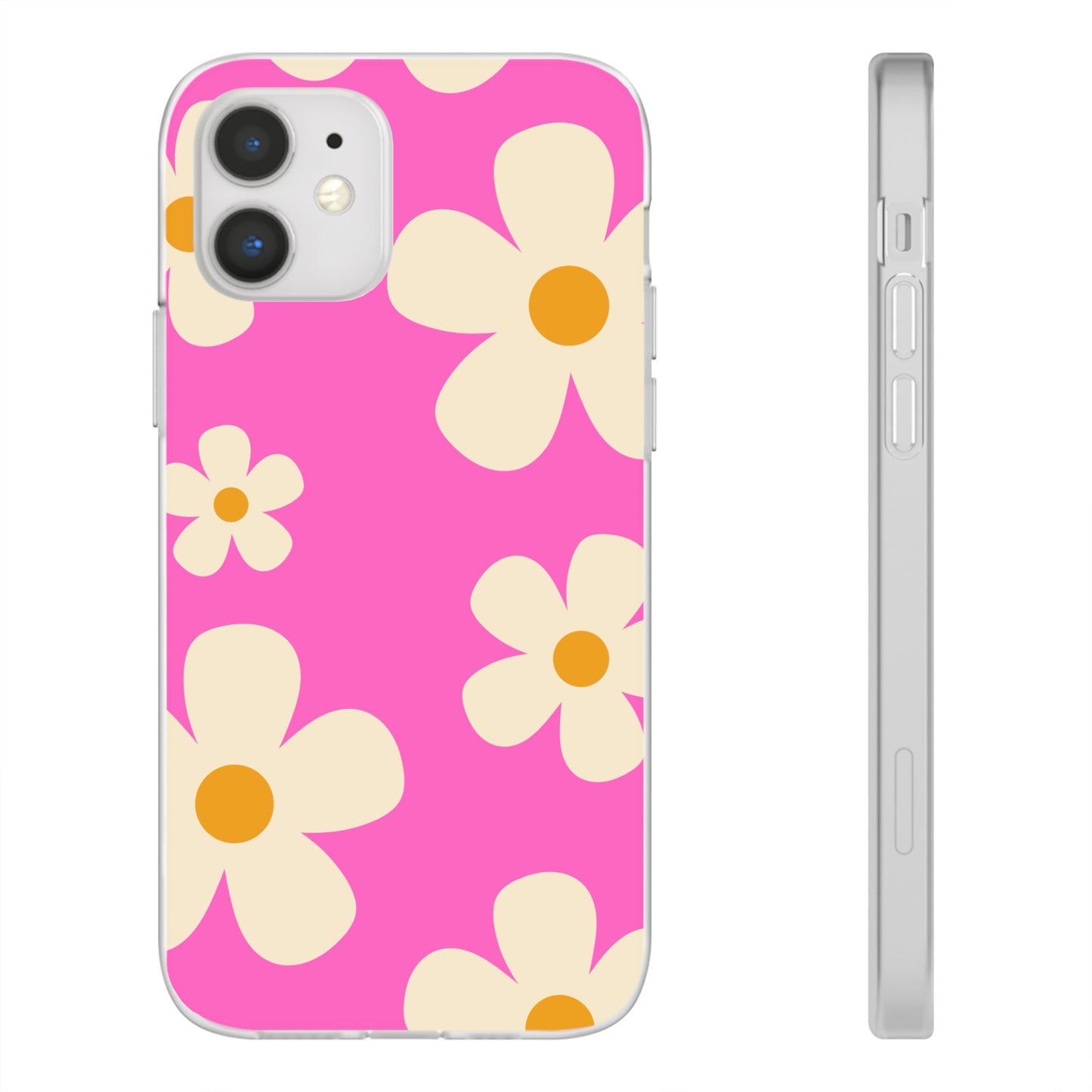 Bright Pink Daisy iPhone Case for iPhone 16, iPhone 15, iPhone 14, iPhone 13, iPhone 12, iPhone 11, Slim Soft Case,