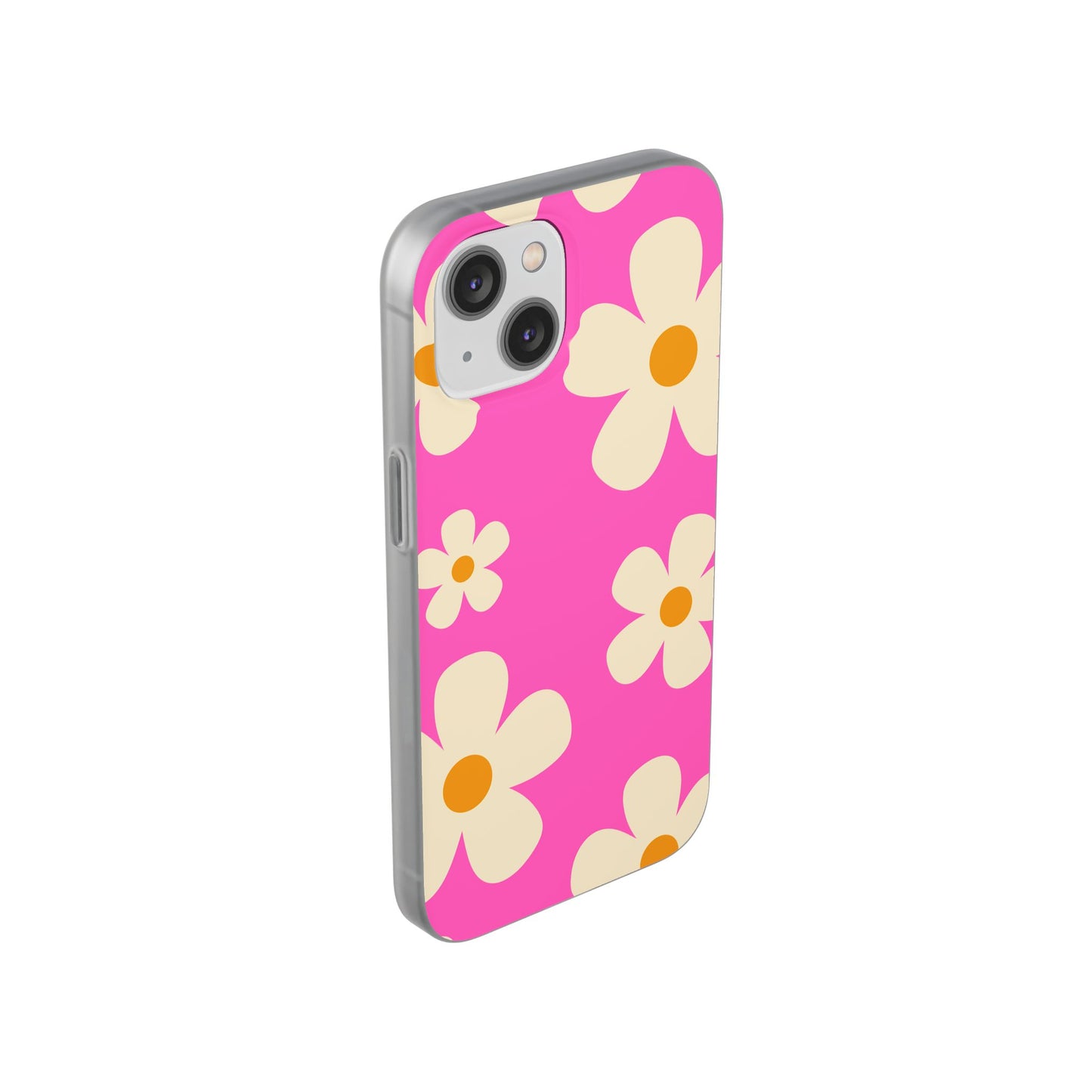 Bright Pink Daisy iPhone Case for iPhone 16, iPhone 15, iPhone 14, iPhone 13, iPhone 12, iPhone 11, Slim Soft Case,