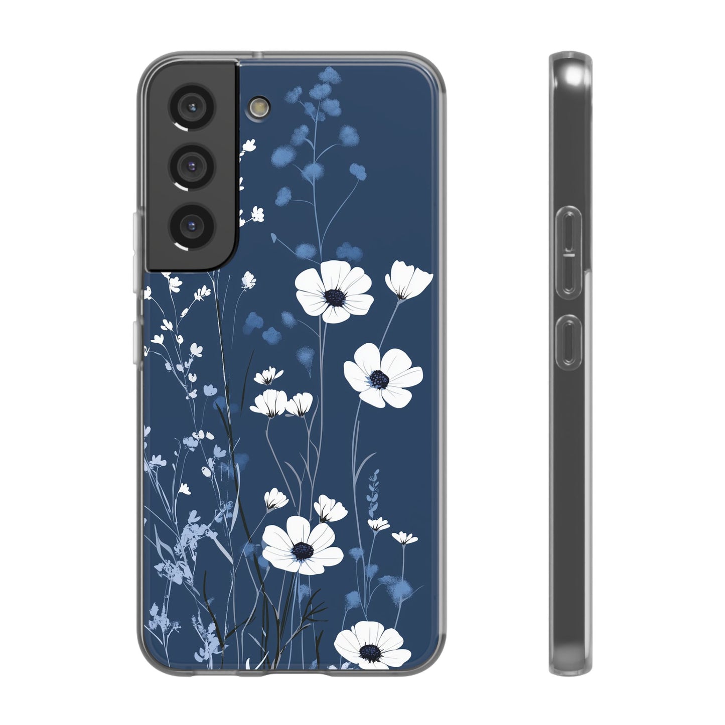 Blue Wildflower Phone Case, Flexi Phone Case, Floral Phone Cover, Botanical iPhone Case, Samsung Case, Nature Lover Gift, Slim Soft Case