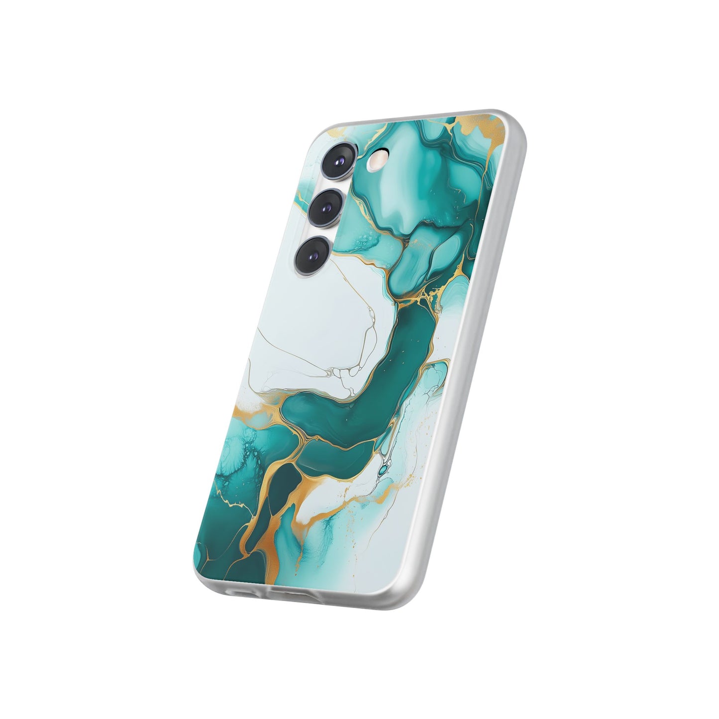 Abstract Teal Gold Marble iphone Case, Samsung Case, Flexi Phone Case, Soft Case