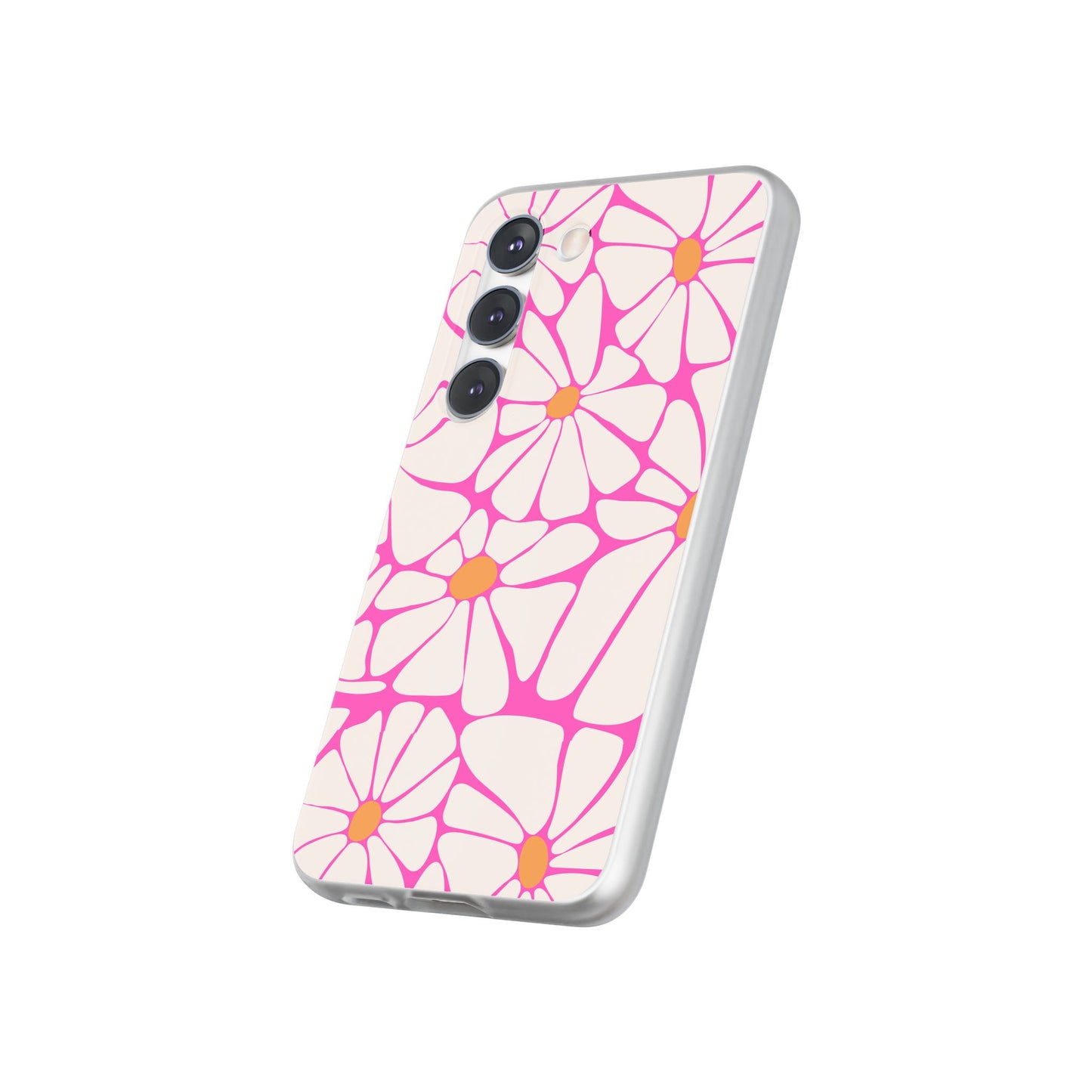 Bright Pink Daisy iPhone Case, Flexi Phone Case, Floral Phone Cover, Botanical iPhone Case, Samsung Case, Nature Lover Gift, Slim Soft Case