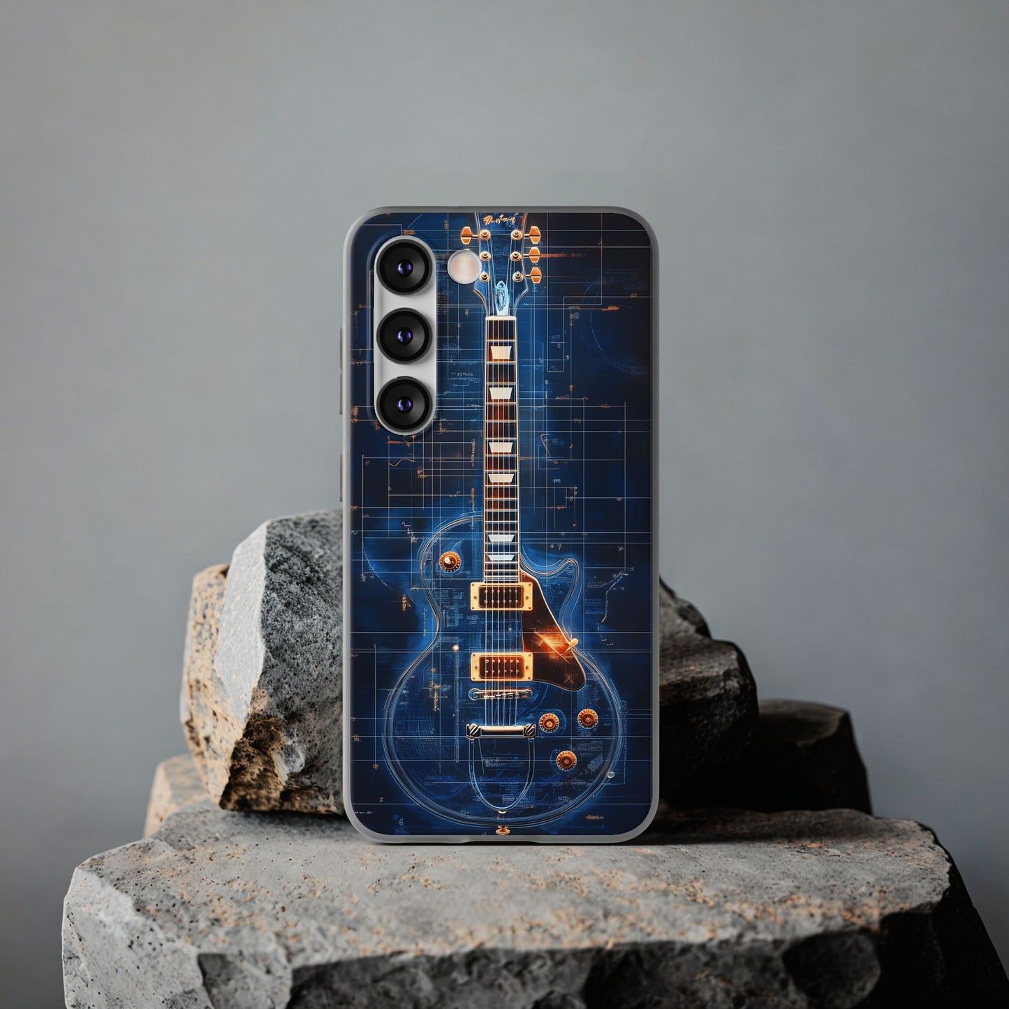 Cool Guitar Phone Case in Blue for iPhone and Samsung. Flexi Phone Case, Soft Case