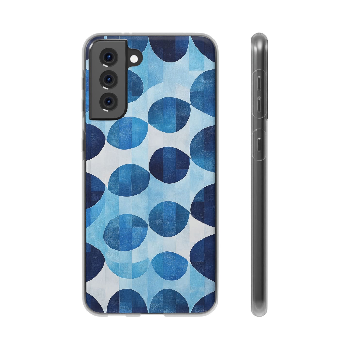 Blue Patterned Phone Case for iPhone and Samsung. Flexi Phone Case, Soft Case