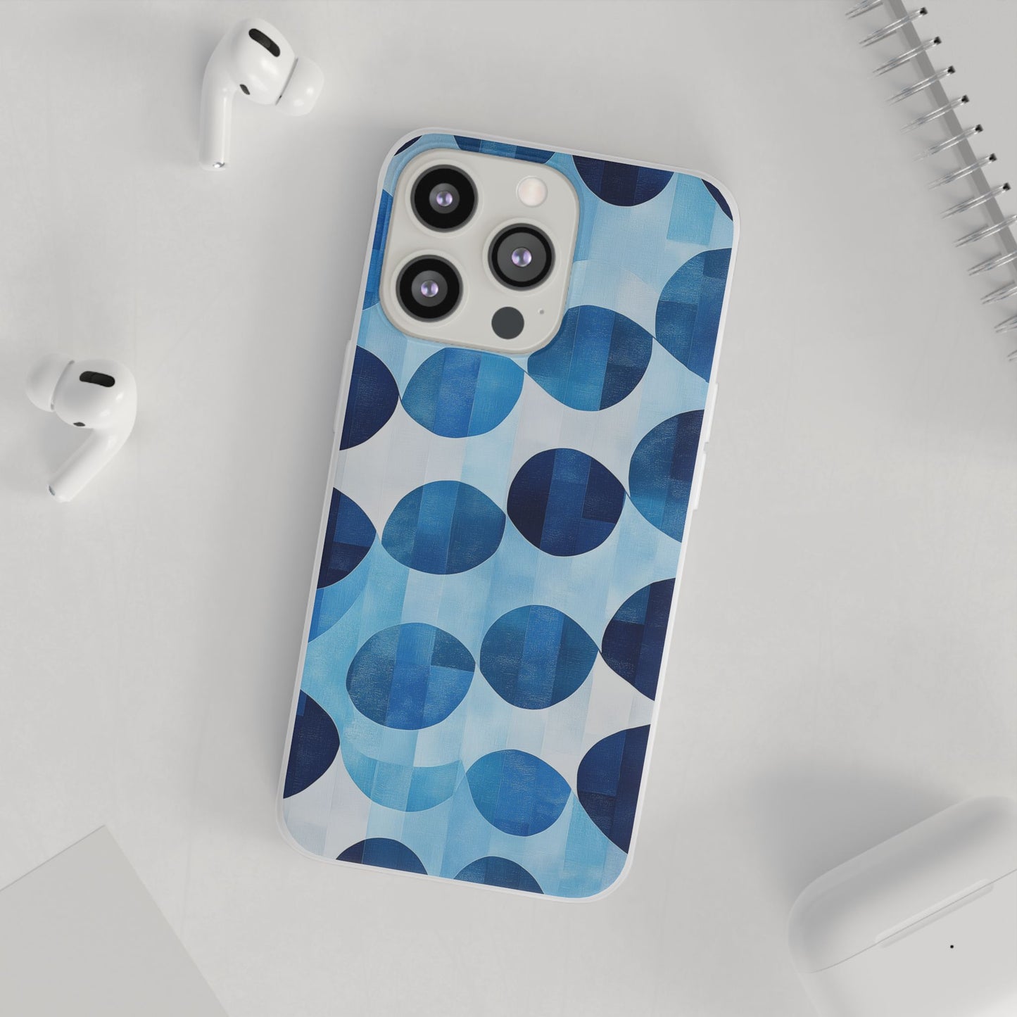 Blue Patterned Phone Case for iPhone and Samsung. Flexi Phone Case, Soft Case